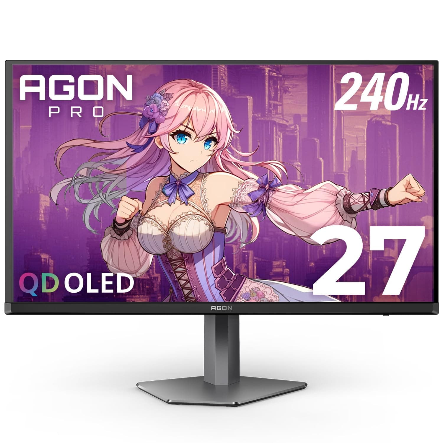 Agon PRO 27" QD-OLED Gaming Monitor, QHD 2560x1440, 240Hz, 0.03ms GtG, HDR400 True Black, Adaptive Sync, Height Adjustable, DisplayPort, HDMI, USB, Built-in Speakers, AG276QZD2