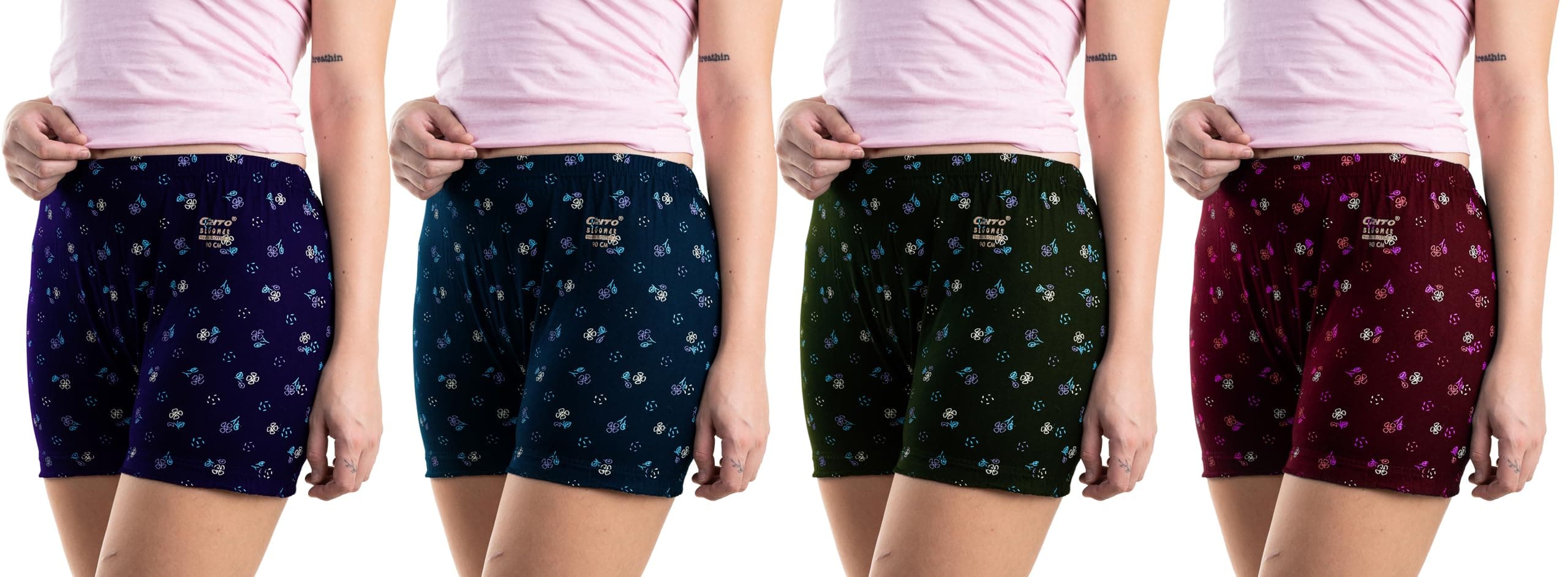 CRITOBloomer Cotton Underwear Boxer Shorts Boyleg Nicker Trunks Daily use Panties for Womens and Ladies (Combo Pack of 4) (Available in Plain/Print)