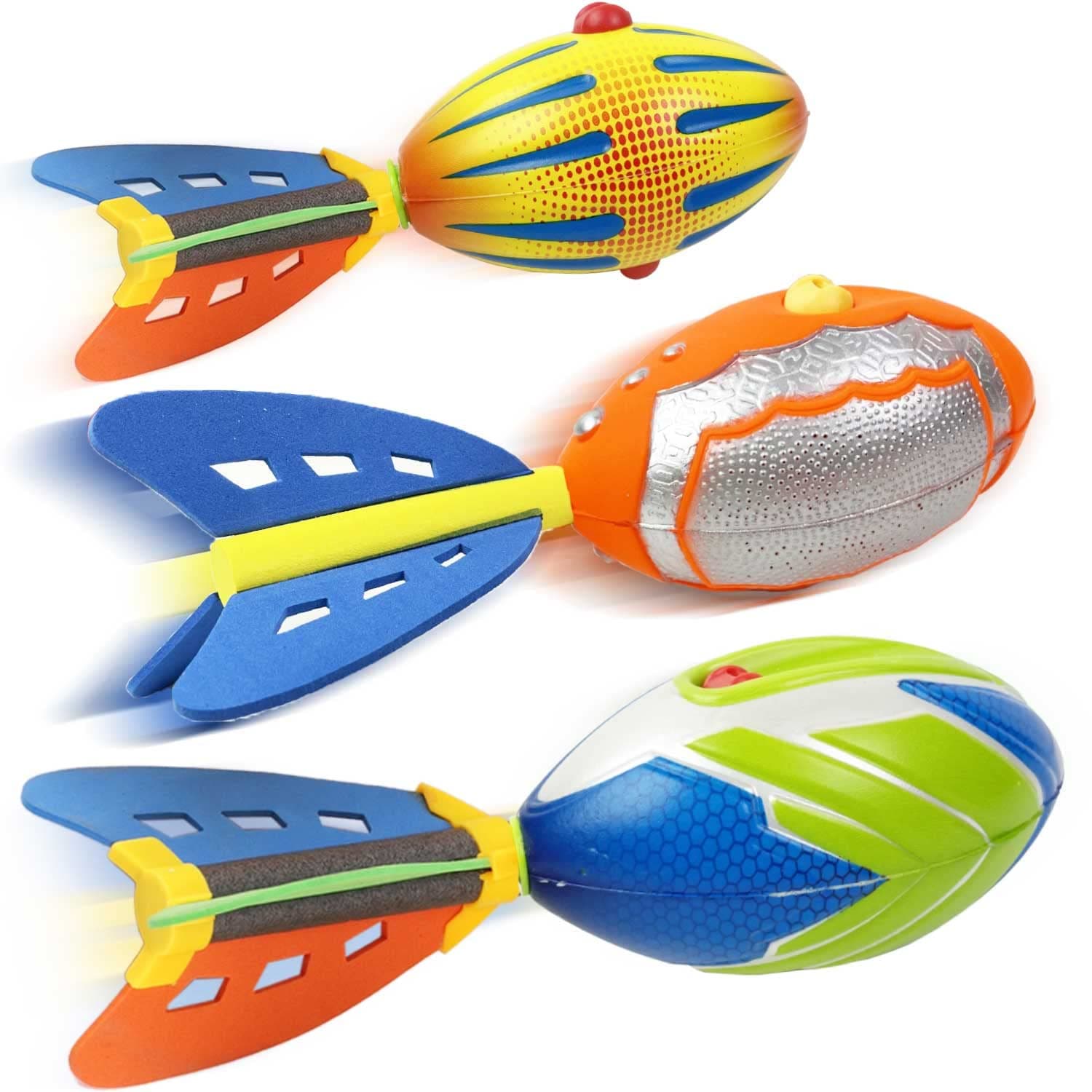 Liberty Imports 3 Pack: Whistling Pocket Foam Missile Footballs Variety Pack - Aero Howling Foam Sports Flyers Toys for Indoor Outdoor Activities