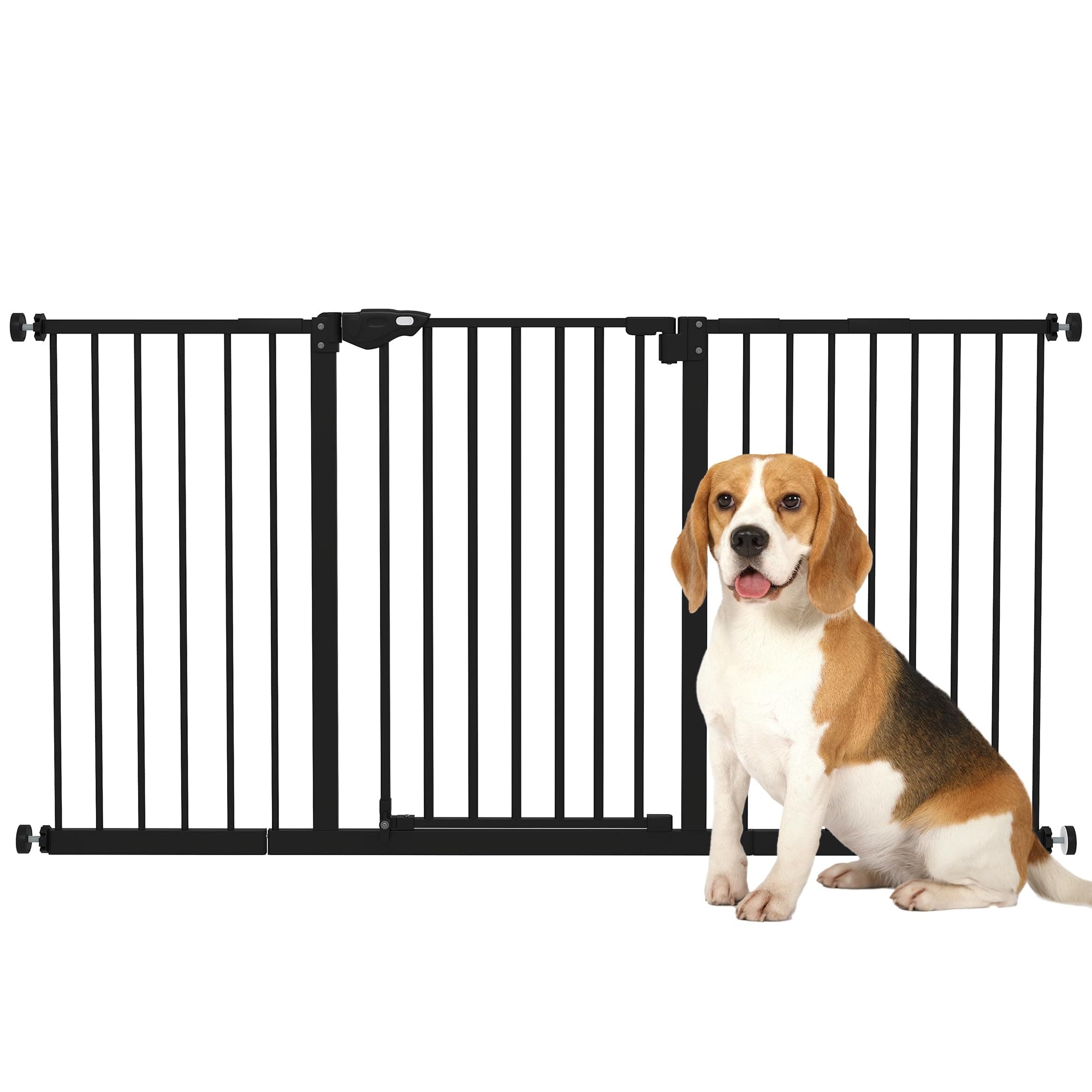 Dog Gate Stair Gate Pressure Fit Pets Barrier Auto Close for Doorway Hallway, 74-148cm Wide Adjustable, Black