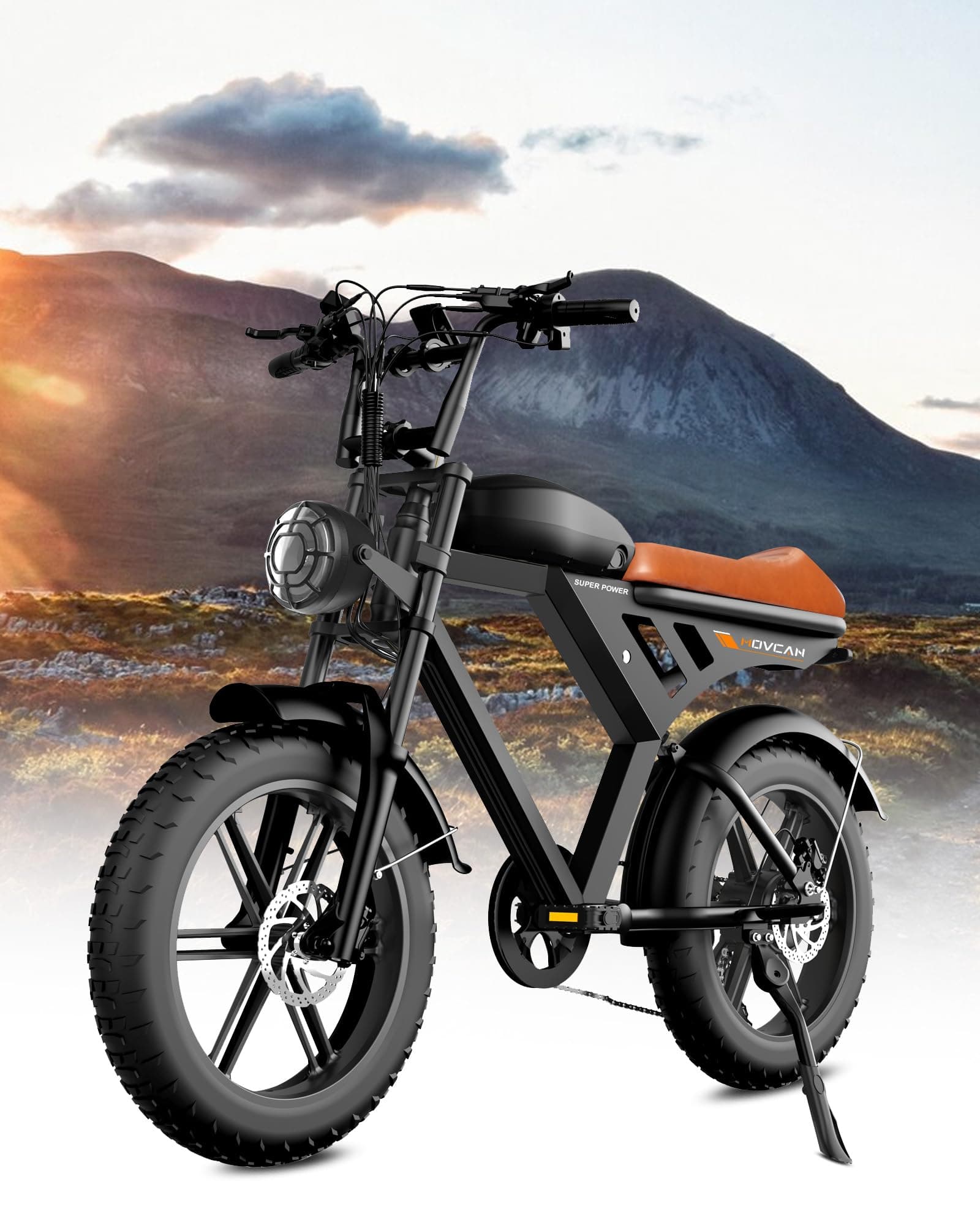 MOVCAN V30 Series Electric Bike for Adults, 3000W/1500W/1000W Motor, 20" Fat Tire Ebike, 37.5MPH/32MPH/28MPH, 120/70Miles, 48V 40Ah/31.2/15.6Ah Dual Battery Motorcycle Ebike for Commuting/Off-roading
