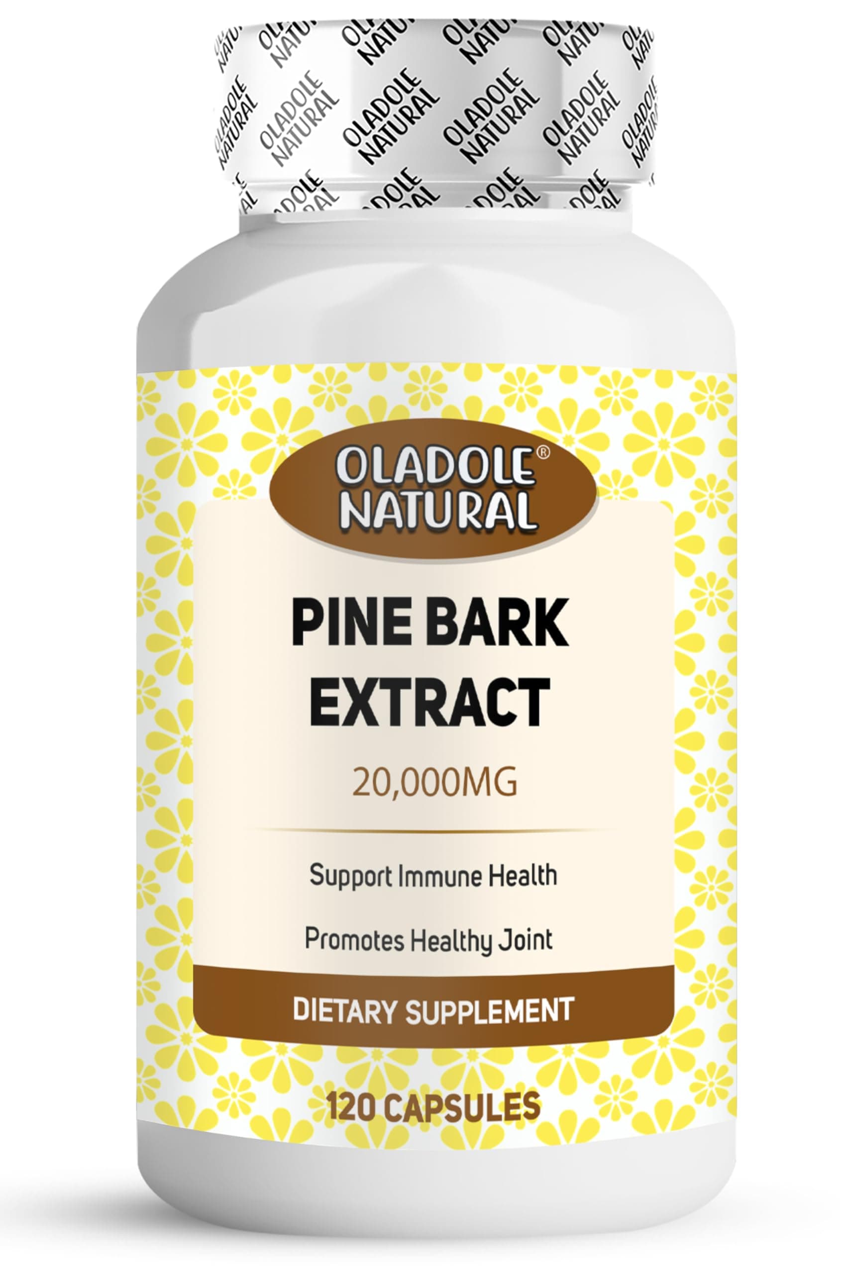 Oladole Natural Pine Bark Extract -20000 mg (120 Capsules) | Support Immune System, Joint & Cardiovascular Health, Enhance Blood Flow & Circulation, Antioxidant, Healthy Aging | Non-GMO, Gluten Free