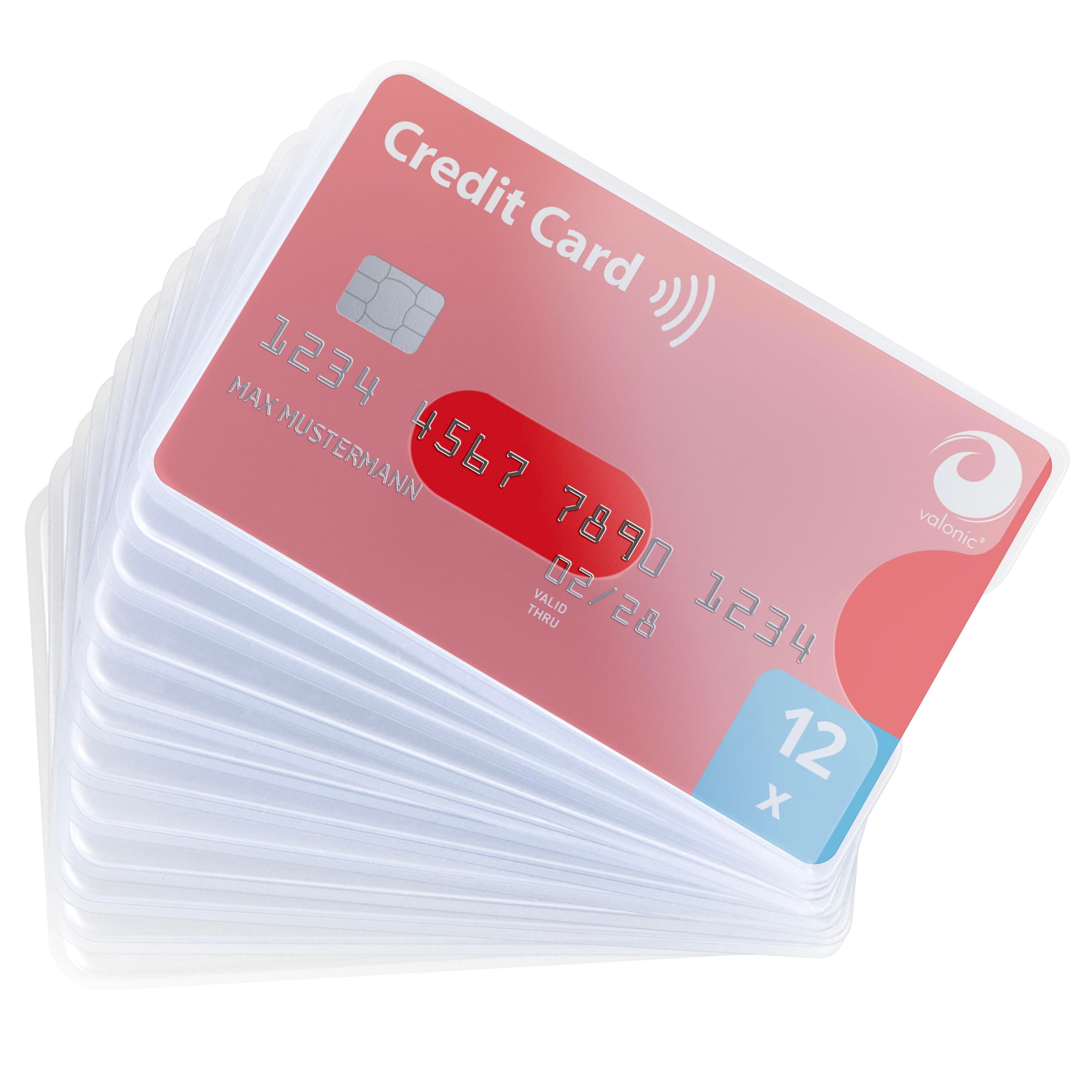 Credit Card Sleeves - 12-Pack Sturdy Transparent Plastic Protector