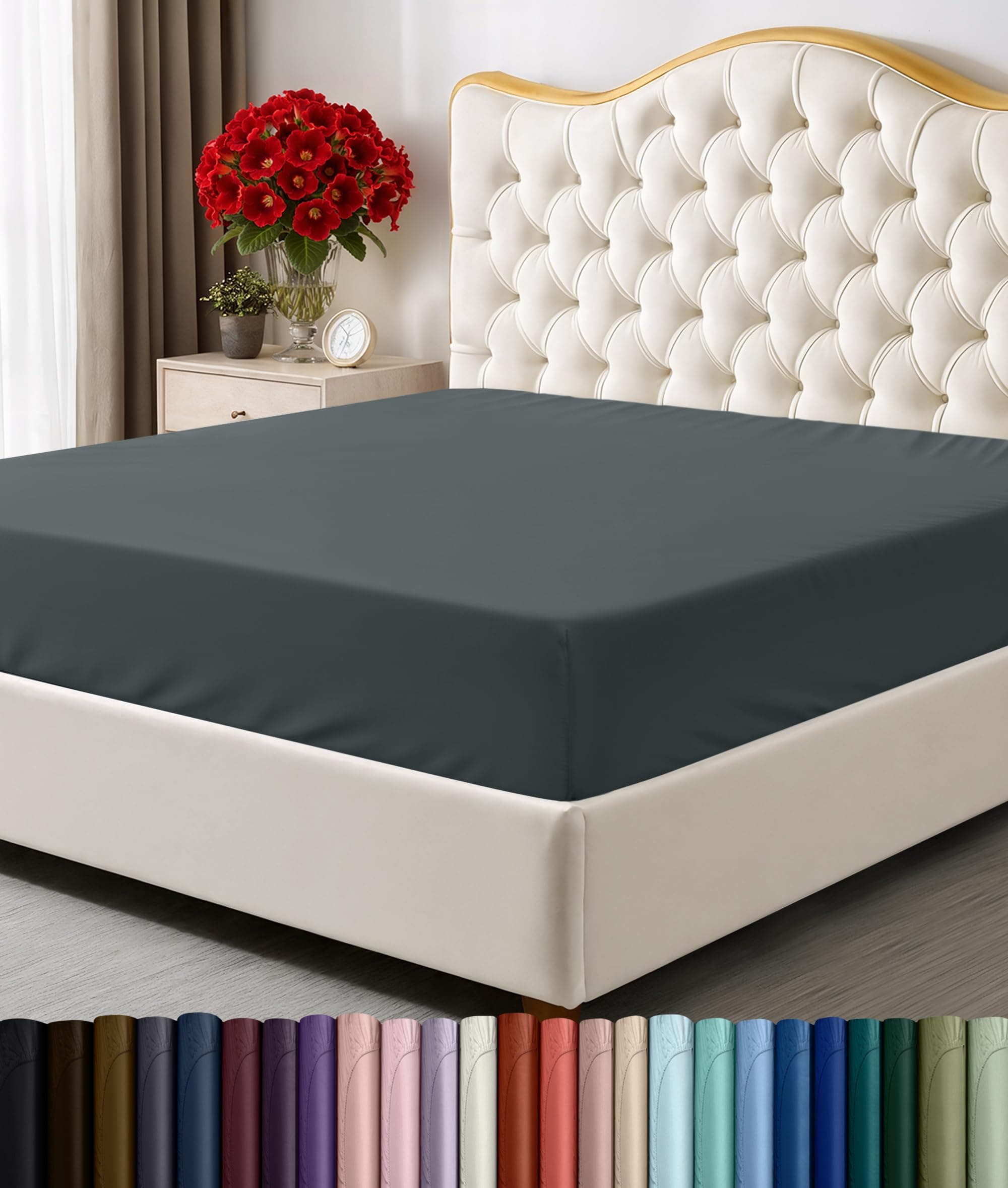 Utopia Bedding King Fitted Sheet - Bottom Sheet - Deep Pocket - Soft Microfiber -Shrinkage and Fade Resistant-Easy Care -1 Fitted Sheet Only (Grey)