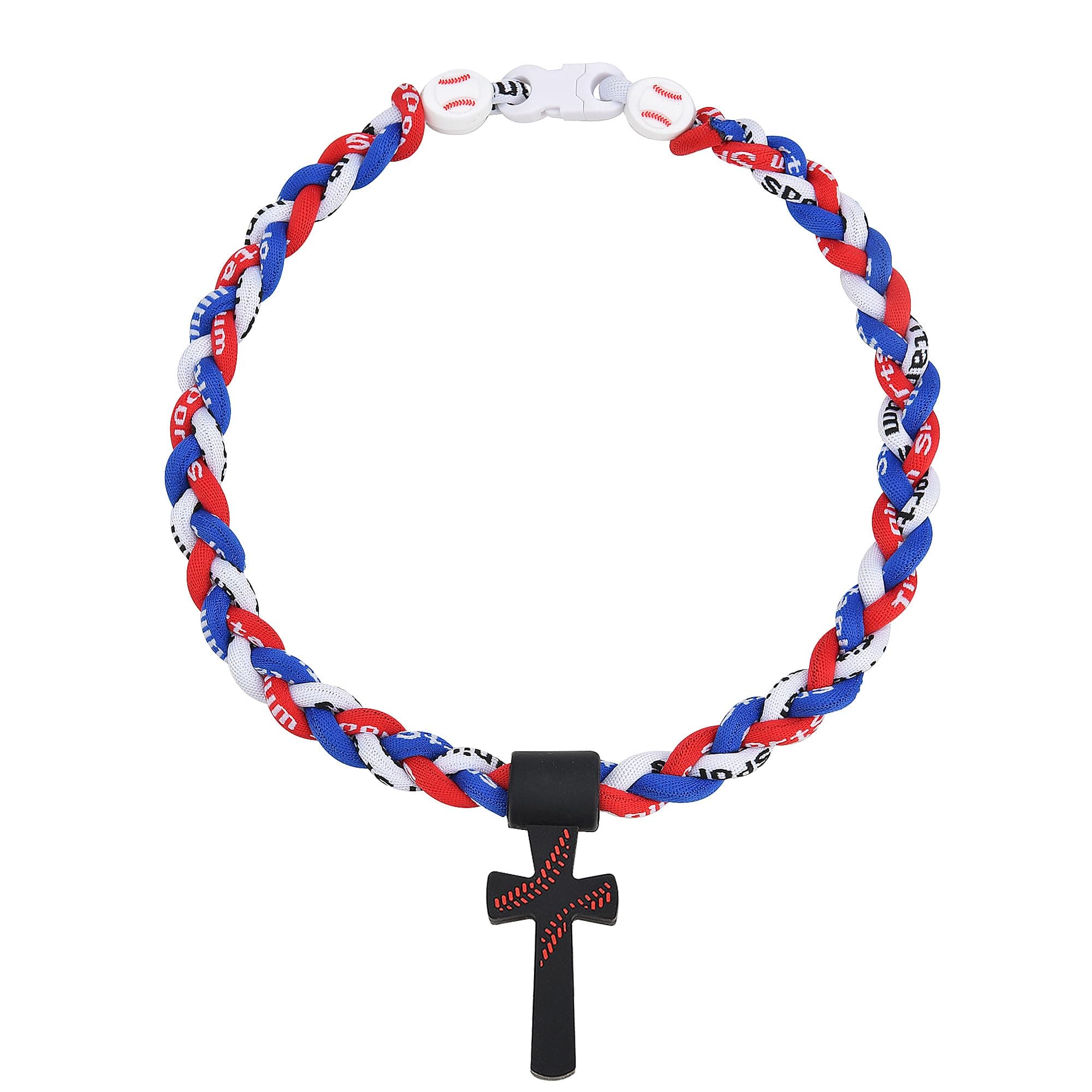 KehuifyBaseball Necklaces for Boys, Baseball Necklace Three-Braid Rope Tornado Cross Necklace Sports Titanium Necklace Baseball Rope Necklace