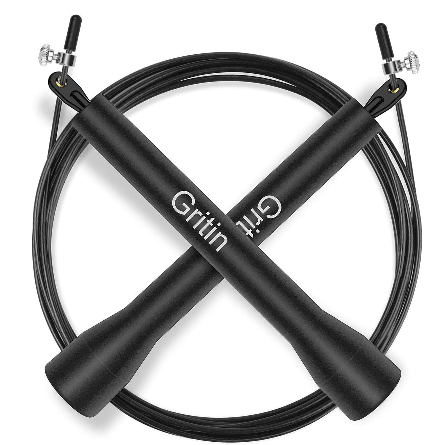 Gritin Skipping Rope, High-Grade Adjustable Speed Jump Rope With Non-Slip Handle And Rapid Ball Bearings For Fitness, Fat Burning Exercises, Boxing, Crossfit and so on