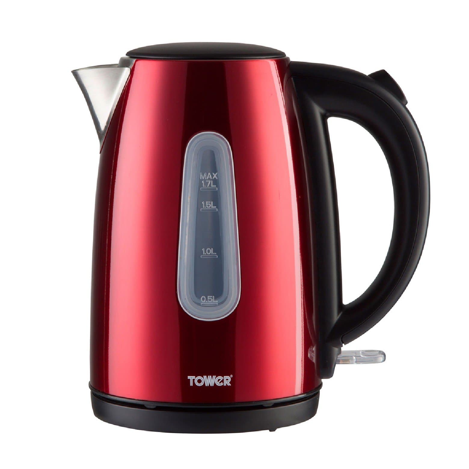 Tower Electric Kettles, Stainless Steel, 3000 W, 1.7 liters, Red