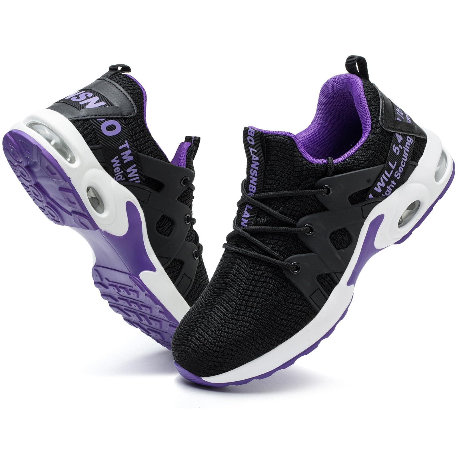 Steel Toe Shoes for Women Indestructible Safety Work Shoes Air Cushion Lightweight Breathable Utility Sneakers Puncture Proof Slip Resistant Composite Toe Footwear