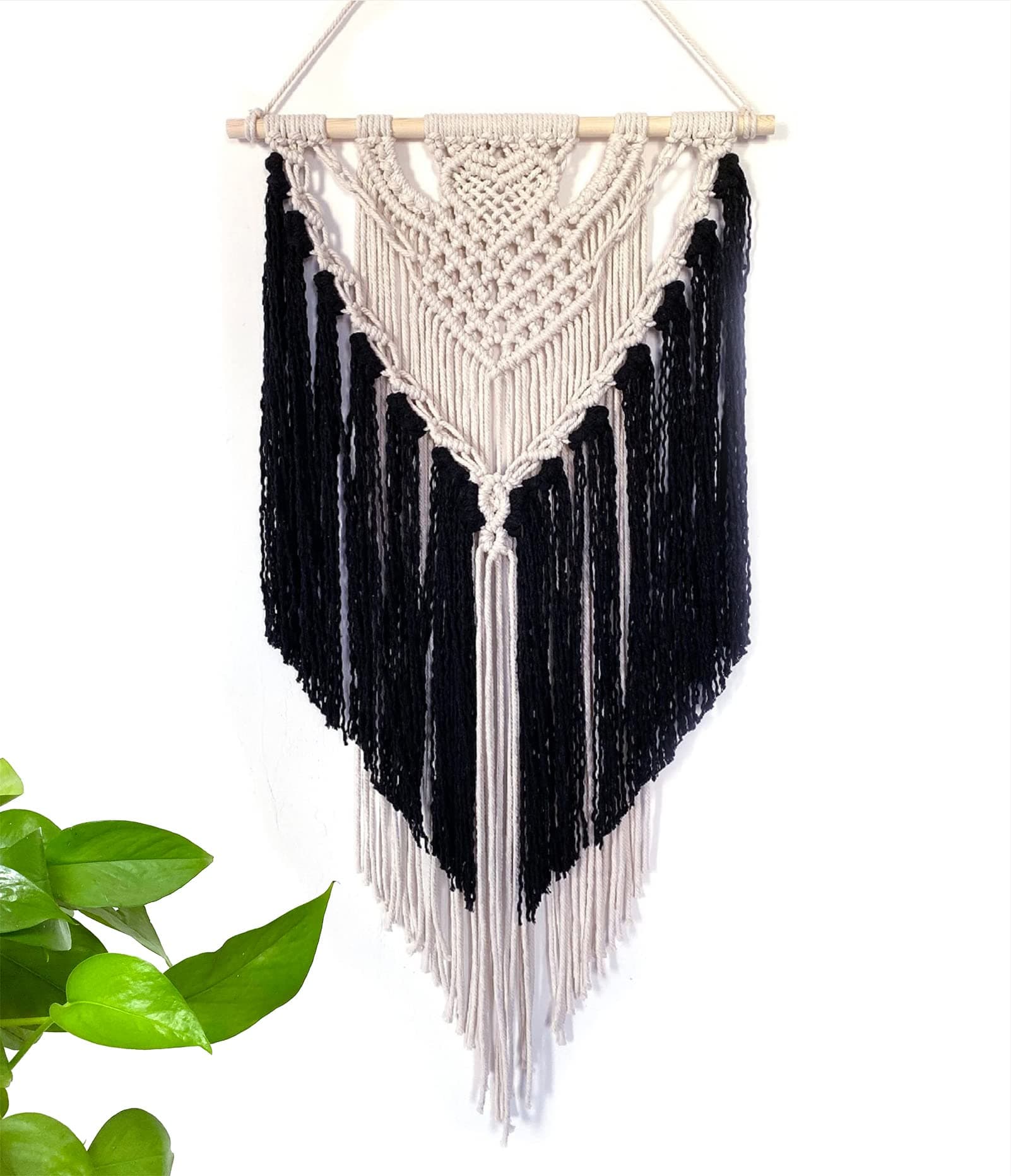 Youngeast 100% Handmade Boho Macrame Wall Hanging Home Décor Art Home Décor,31 x 16 Inches Black