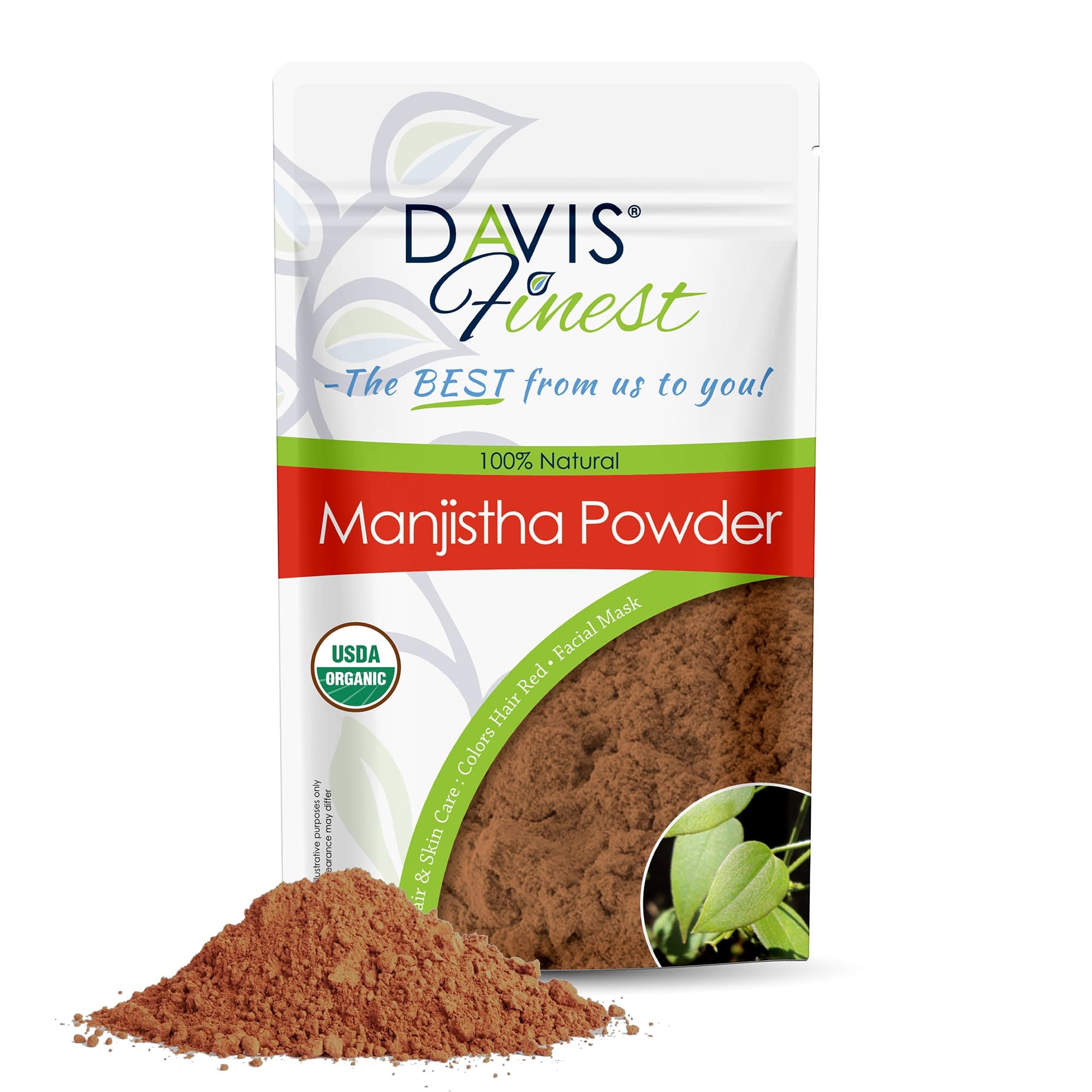 Organic Manjistha Powder 100g, Pure & Natural Rubia Cordifolia Indian Madder Root, Ayurvedic, Hair & Skin, Face Mask, Brightening - Red Hair Dye Colour, Conditioner, Refresher