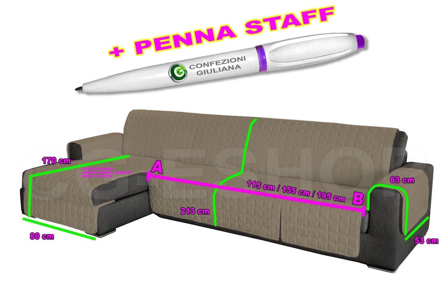 Quilted Sofa Corner Sofa A Plain Taupe Peninsula + Pen 195 cm