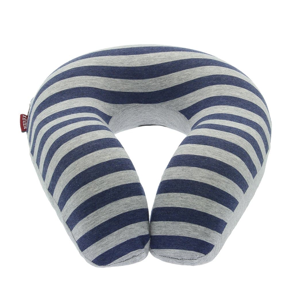 Magical Home Best Memory Foam U-shaped Neck Pillow - Comfortable Travel Neck Pillows - Ergonomic Design Premium Ergonomic Neck Support Pillow (Blue Stripes)