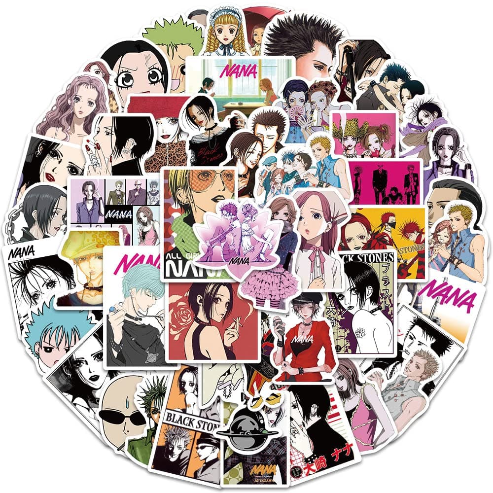 50pcs Japanese Anime Nana Stickers for Kids - Waterproof Vinyl Phone, Laptop, Skateboard Stickers - Aesthetic Pack for Girls & Teens