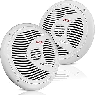 Pyle 2-Way Marine Speakers – 150W Waterproof Outdoor Boat Speakers, 17cm Dual Stereo System, Weather-Resistant, Low-Profile Design, 1 Pair (White)