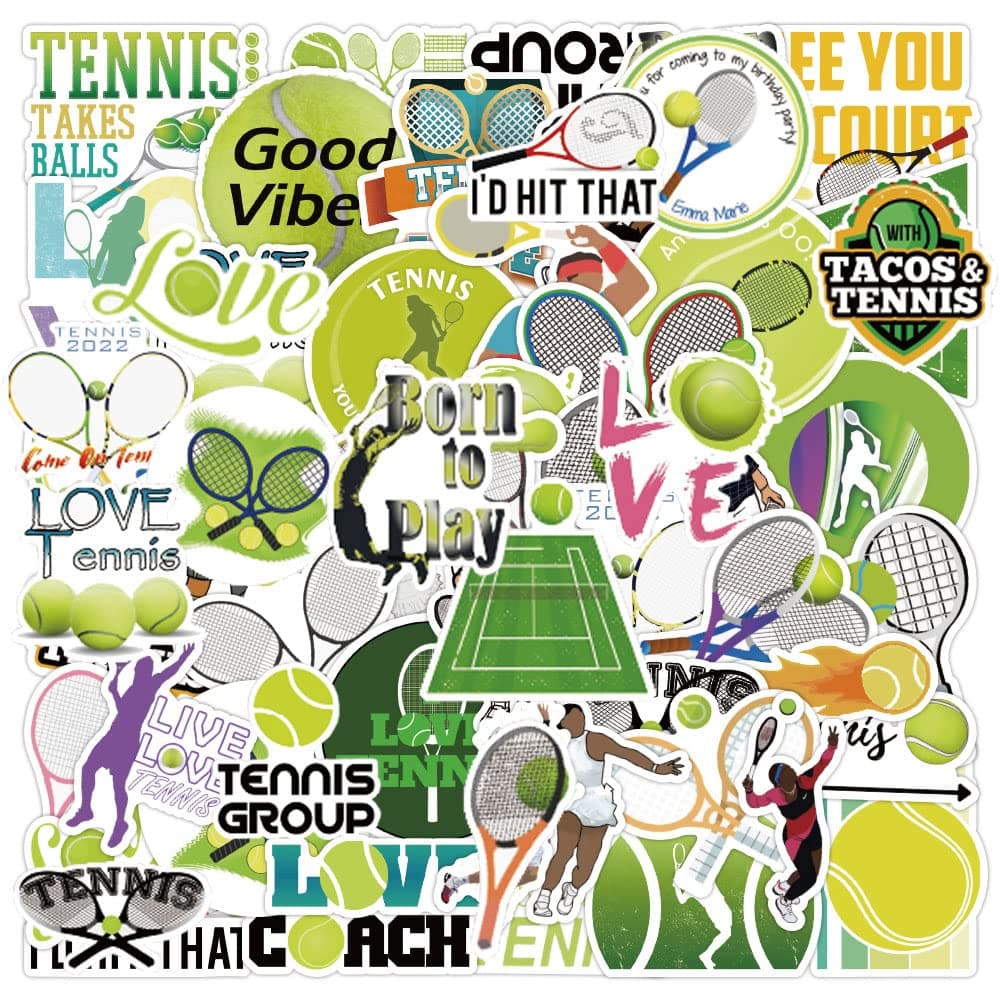 Tennis Stickers |50Pcs Tennis Waterproof Vinyl Decals for Water Bottles Laptop Luggage Cup Computer Mobile Phone Skateboard Guitar Décor