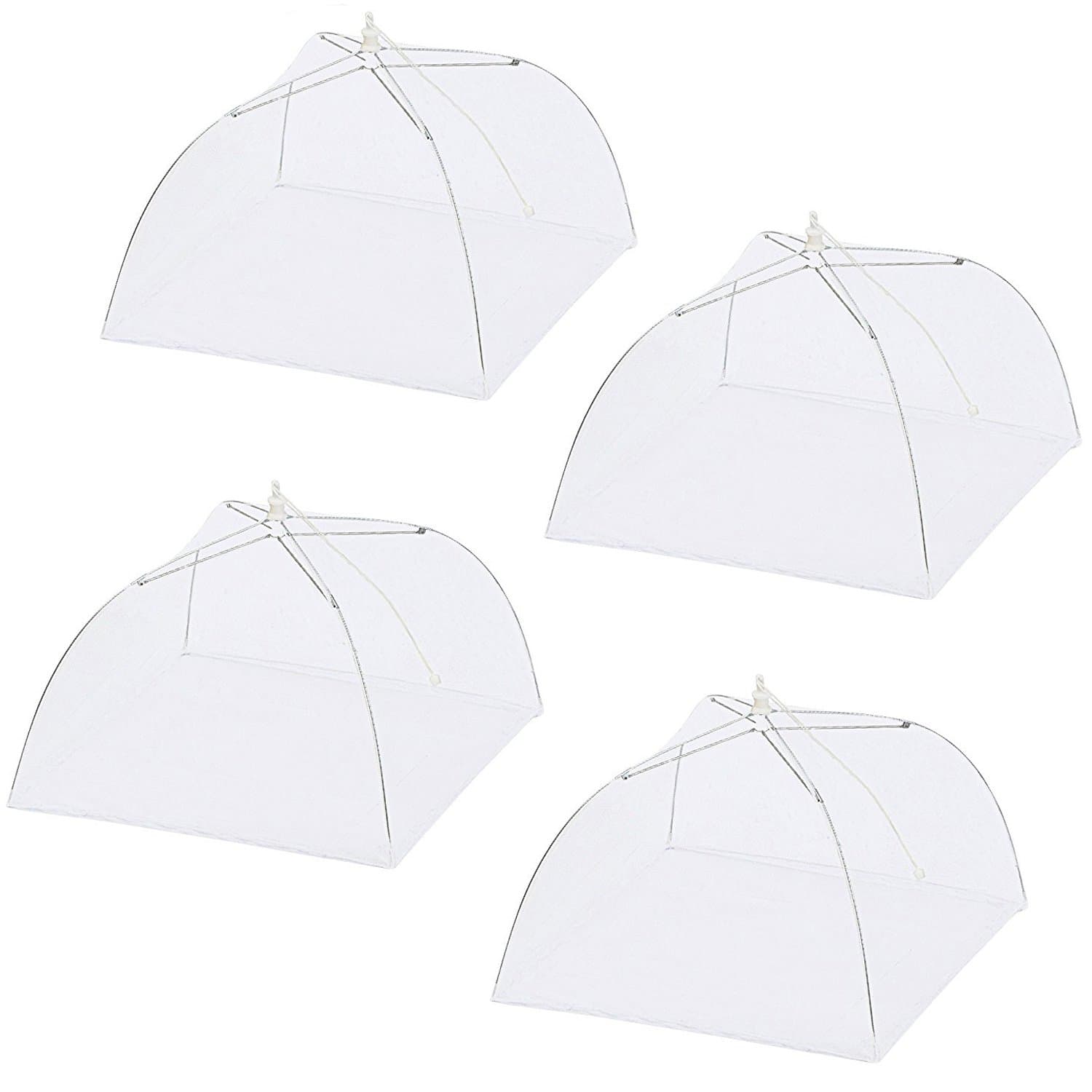 4 Pcs Food Cover, Picnic Dome, 17 Inches Reusable and Collapsible Outdoor Food Cover,Food Protector Tent Keep Out Flies, Bugs, Mosquitoes - White