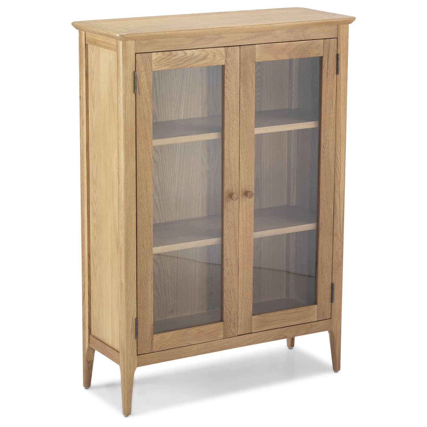 BRISBANE Contemporary Solid Wood Oak Two Door Storage Cupboard Cabinet, Light Oak, W 86 x H 120 x D 35 cm