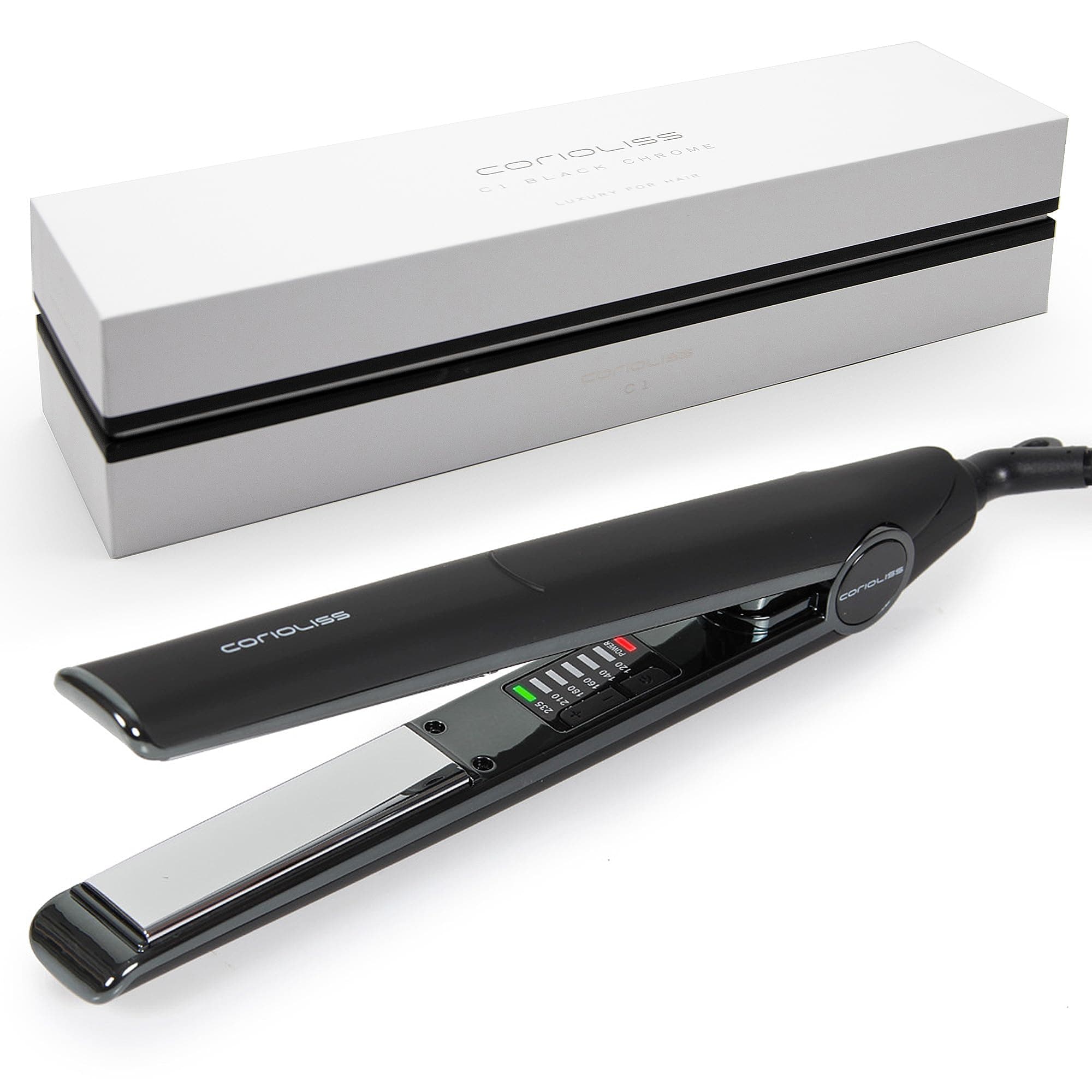 Corioliss C1 Hair Straightener for Women Professional Titanium Plates Flat Iron (Black Chrome Soft Touch)