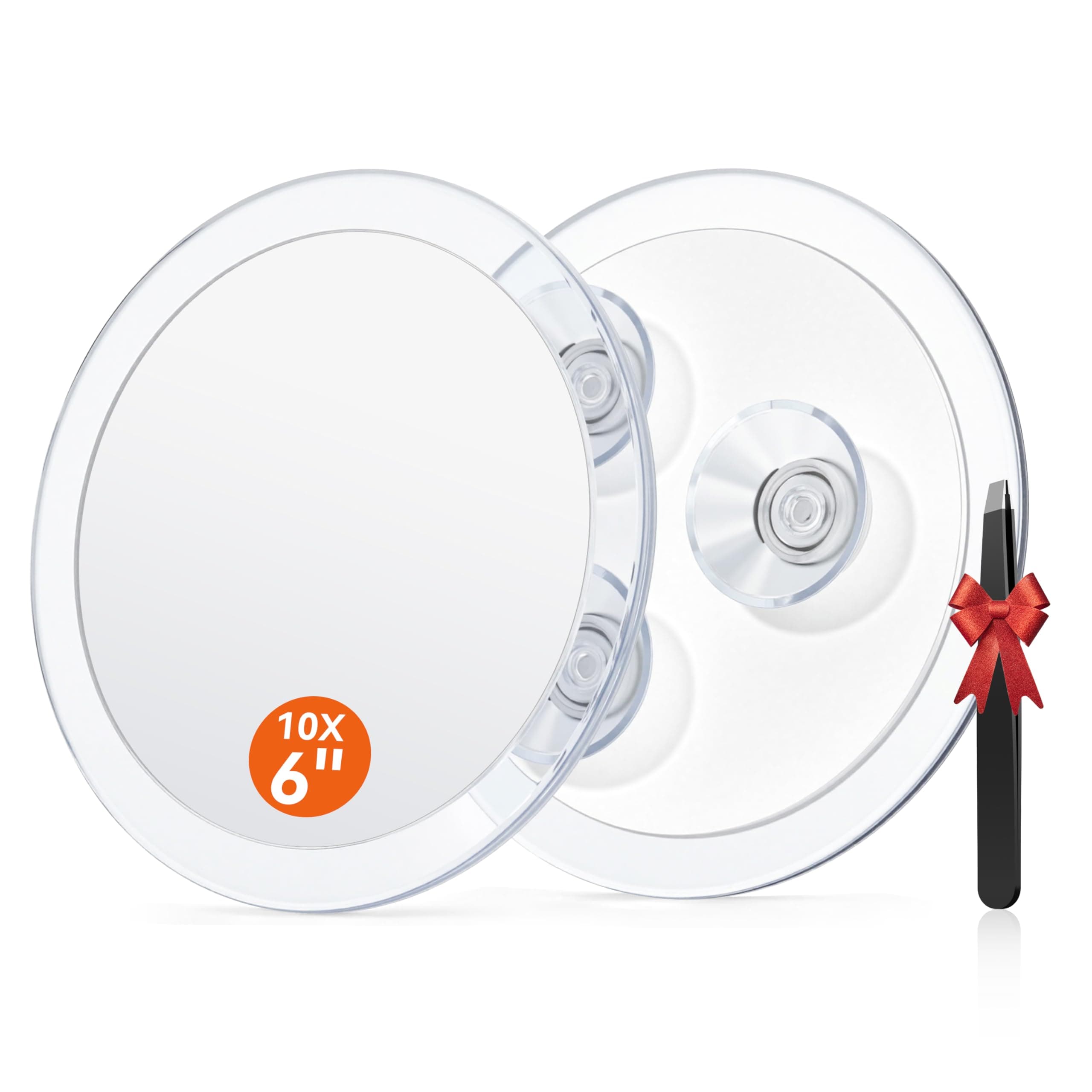 Auxmir 10X Magnifying Mirror, Round Wall Mirror with 3 Suction Cups, Portable Pocket Cosmetic Mirror for Makeup, Shaving, Epilation Removal of Blackheads and Spots (Diameter 15cm)