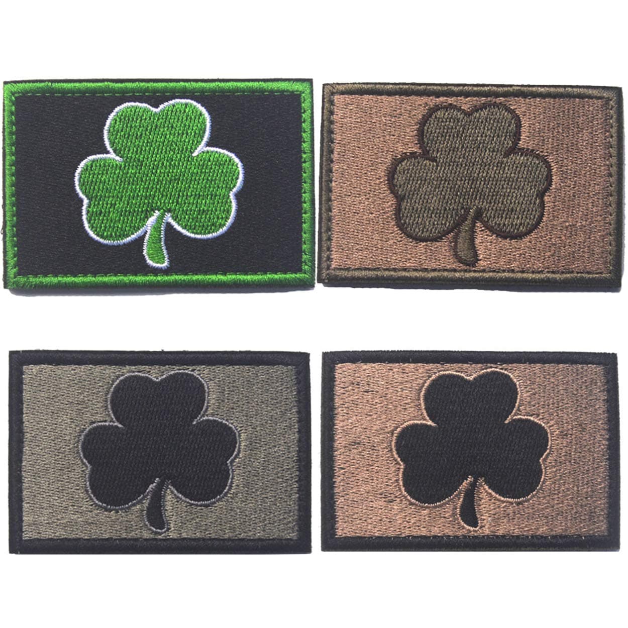 Shamrock Irish Clover Tactical Patch Military with Morale Lucky Hook & Loop 4 Pieces