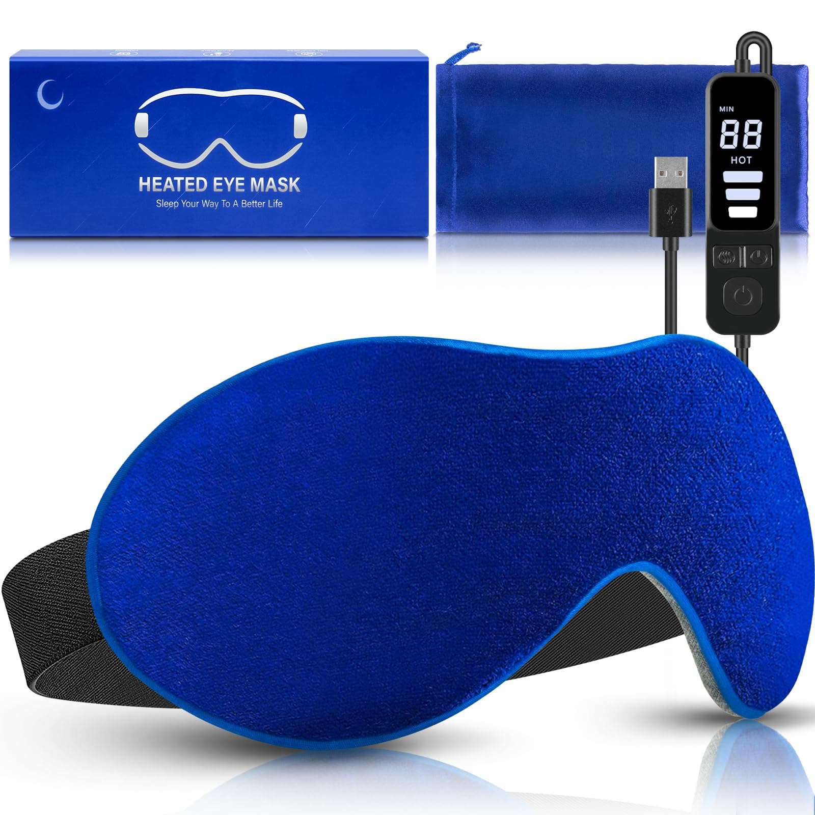 Heated Eye Mask, Dry Eye Mask Heat Eye Compress with Flaxseed, Warm Eye Compress Heating Pad with Temperature Timer Control for Sleep, Blepharitis, Dark Circles, MGD, Puffy Eyes