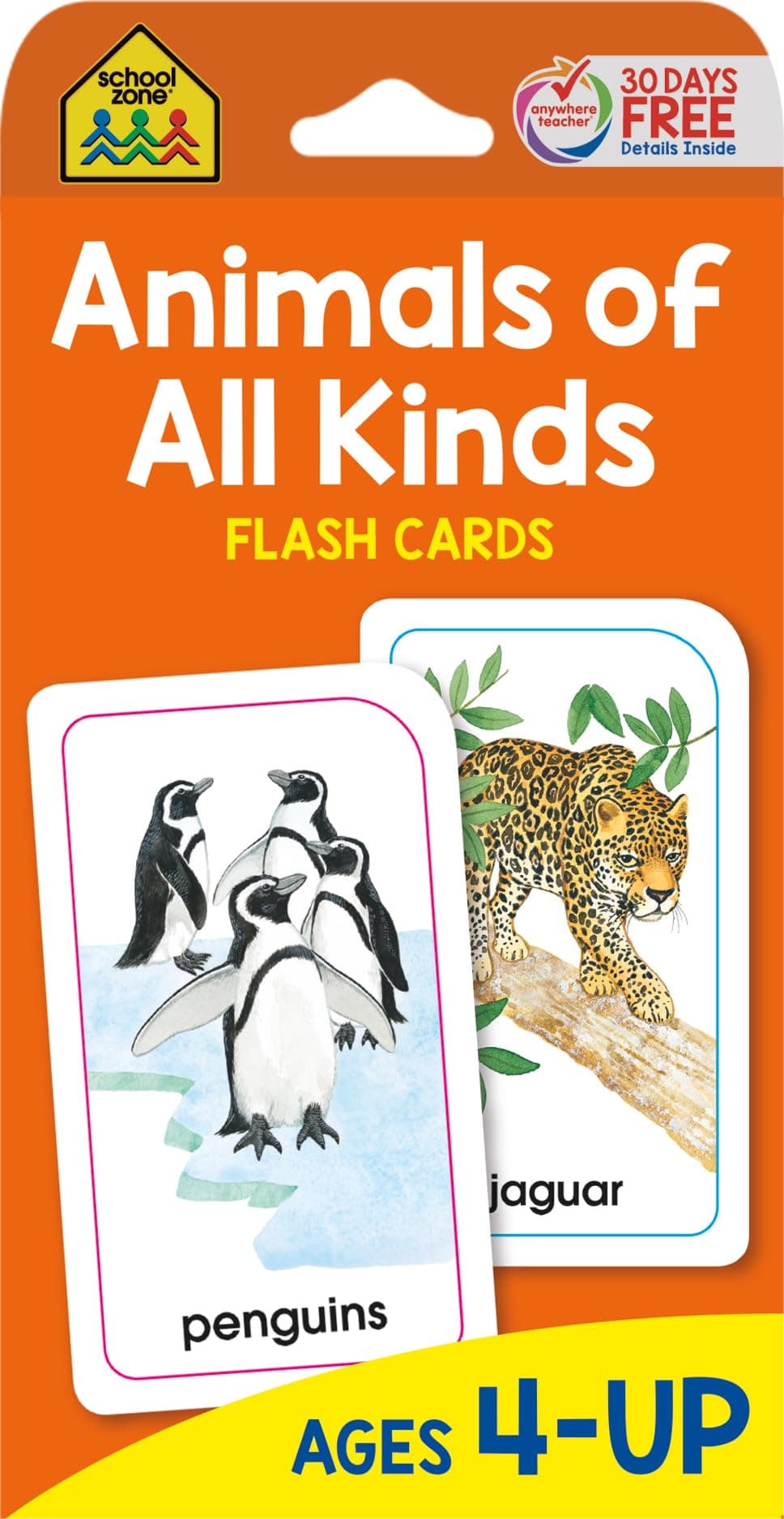 School Zone - Animals of All Kinds Flash Cards - Ages 4 and Up, Preschool, Kindergarten, Animal Names & Classes, Animal Facts and Information, Word-Picture Recognition, and More