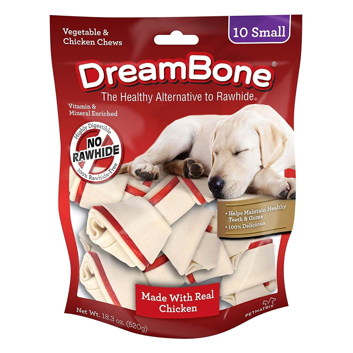 Vegetable & Chicken Dog Chews, Rawhide Free, Small, 10-Count