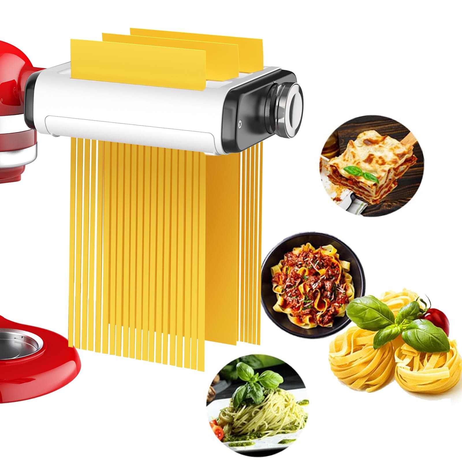 Pasta Maker Attachment for All Kitchenaid Mixers, Noodle Maker Kitchen Aid Mixer Accessories 3 In 1 Including Dough Roller Spaghetti Fettuccine Cutter - Homemade Fresh Pasta Easily!