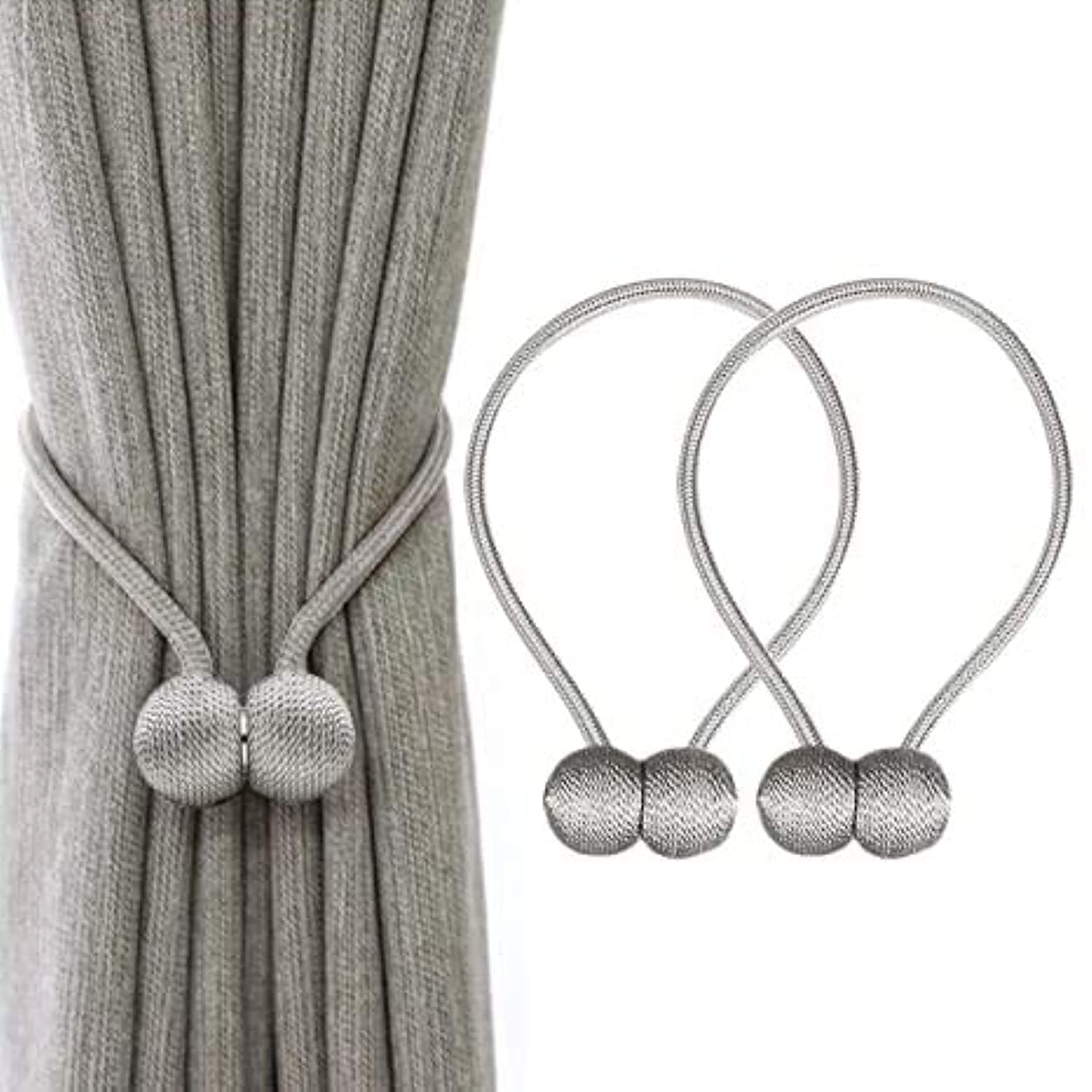 FDY_store FDY 1 Pair Magnetic Curtain Tiebacks Decorative Rope Holdback Holder for Home Window Drapries Hooks