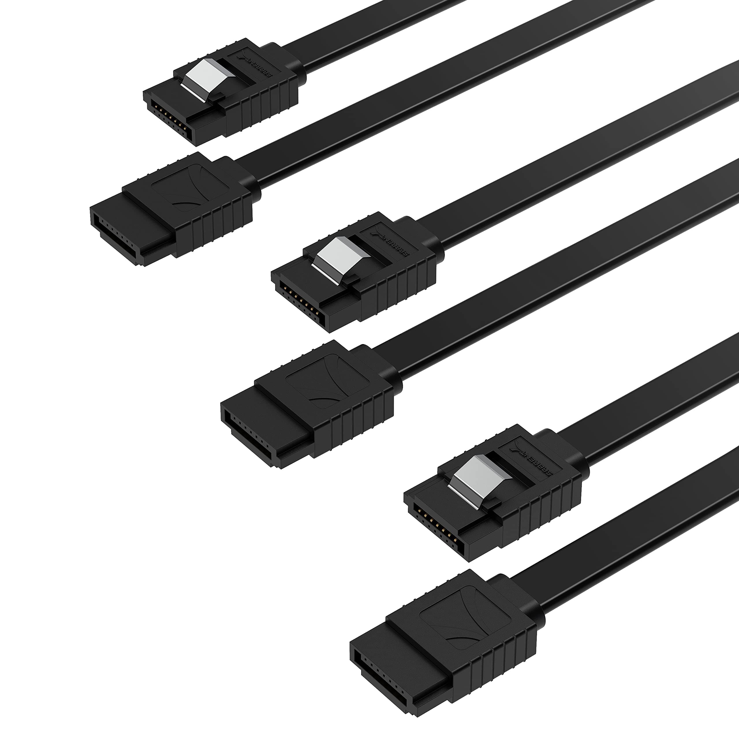 SATA III (6 Gbit/s) Straight Data Cable with Locking Latch for HDD/SSD/CD and DVD Drives (3 Pack 20 Inch) in Black (CB-SFK3)