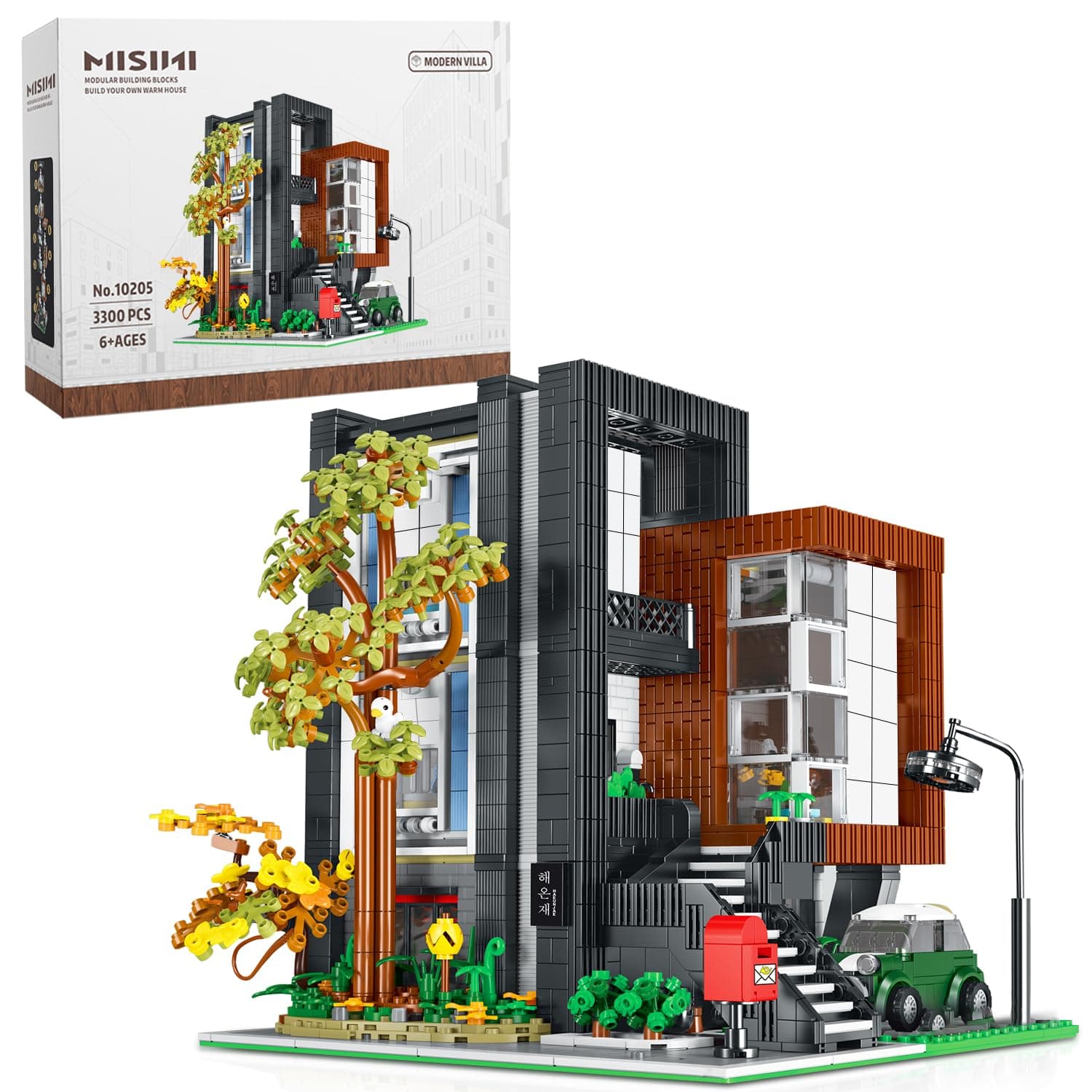 MISINI10205 HEA-On-Jea Modern Villa House Building Kit, 3300PCS MOC Modular House Building Blocks Set for Adults, Street View City Buildings Model Construction Toy for Teens