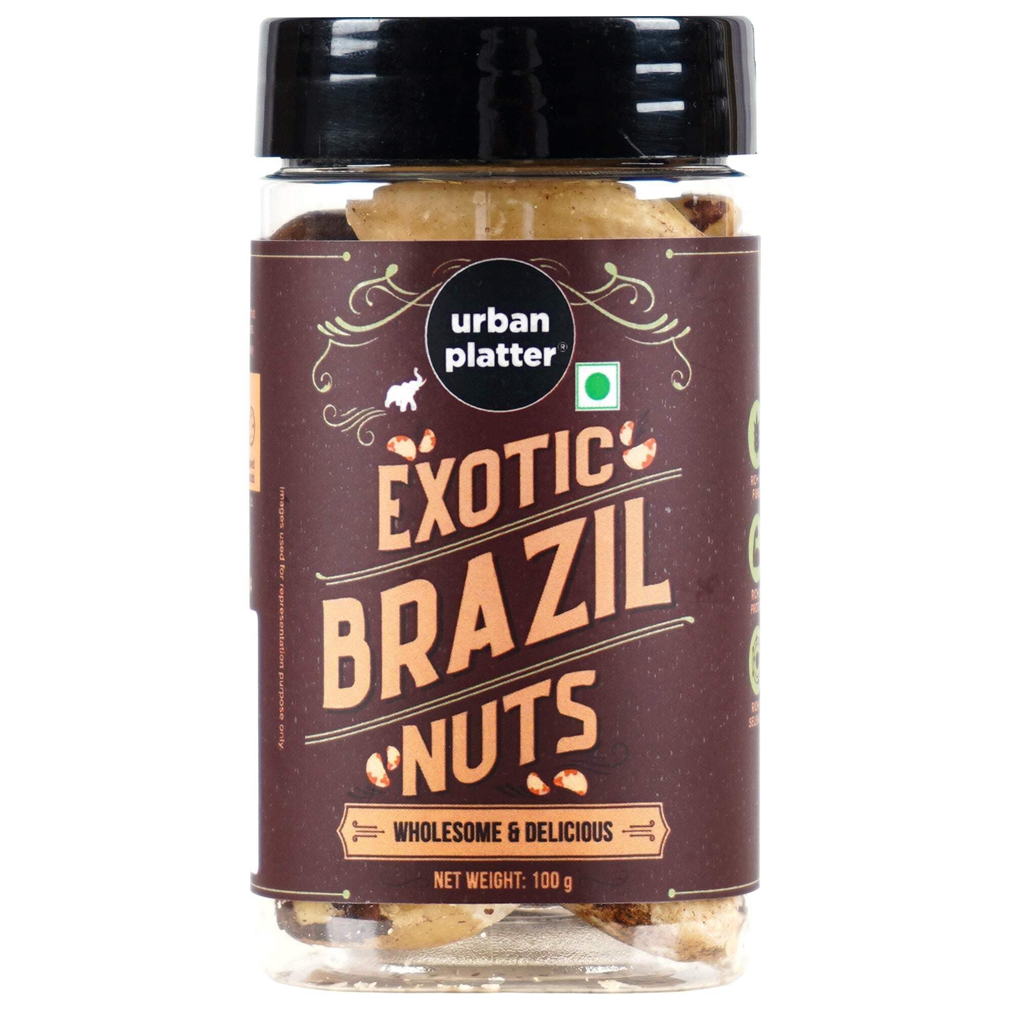 Exotic Raw Brazil Nuts | 3.53 Oz (100g) | Natural, Organic, Fresh, Shelled & Unsalted | Crunchy, Delicious & Healthy Party Snack | Ideal for Gift Giving, Dessert or Baking