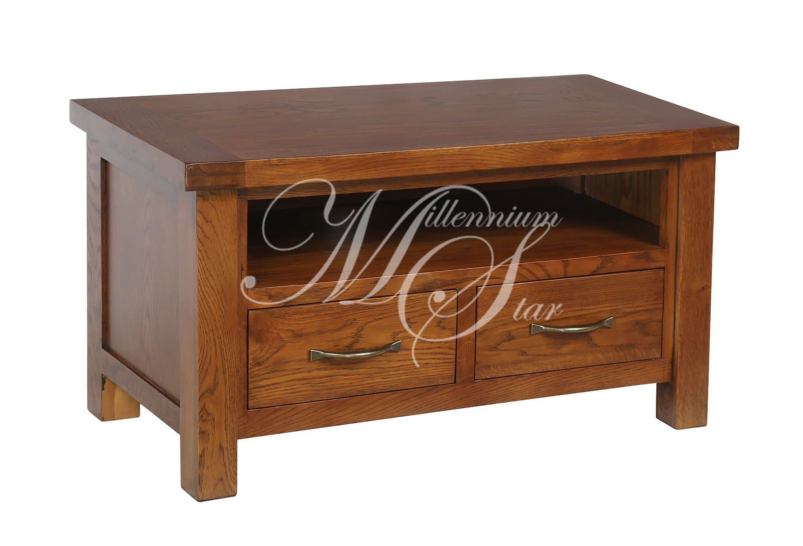 SOLID WOOD CHUNKY DARK OAK SMALL WIDESCREEN TV LCD PLASMA CABINET STAND UNIT