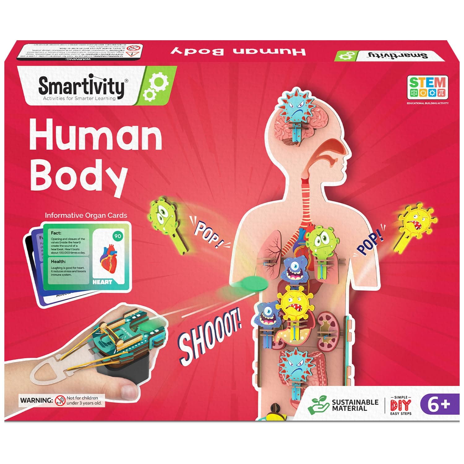 Smartivity Human Body Toy for Kids 6-12 Years|Body Organs & Functions|Birthday Gifts for Unisex|DIY Science Toys 6,7,8,9,10,11,12,13,14 Years Old I STEM Building Set Wooden Construction Game,79 Pcs