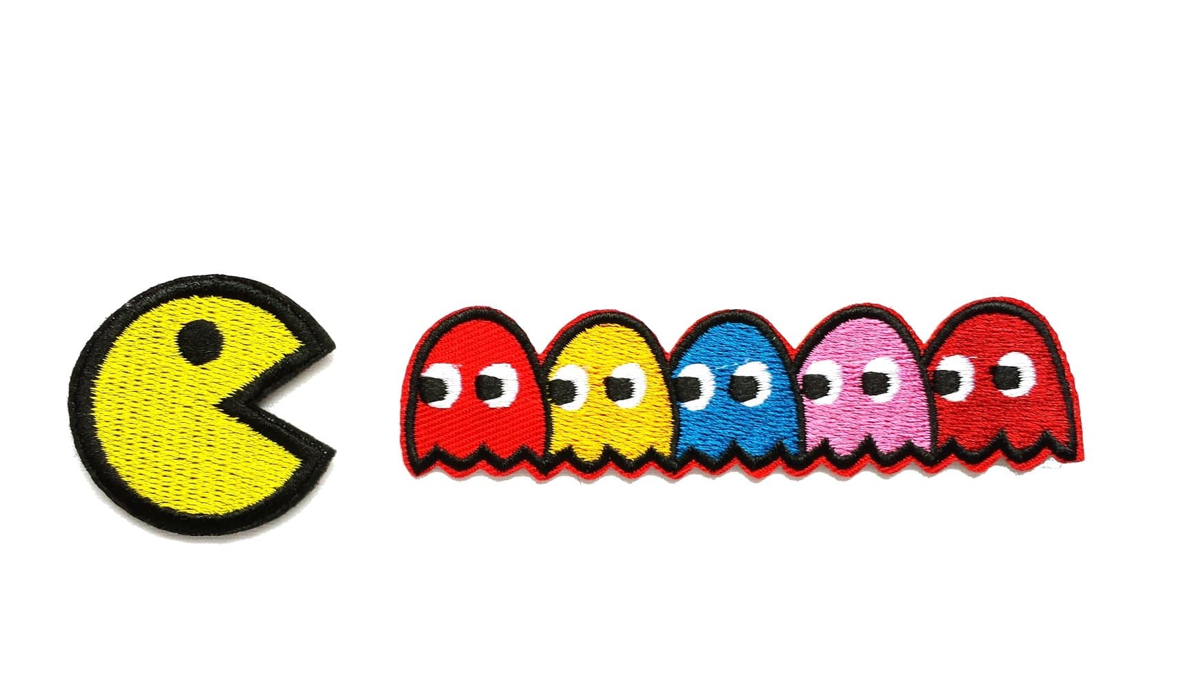 Snow Abonci Pac-man Ghosts Blinky Pinky Inky Clyde Embroidered Iron On/Sew On Patch - Assorted Color - Round - 1 Piece - Gaming