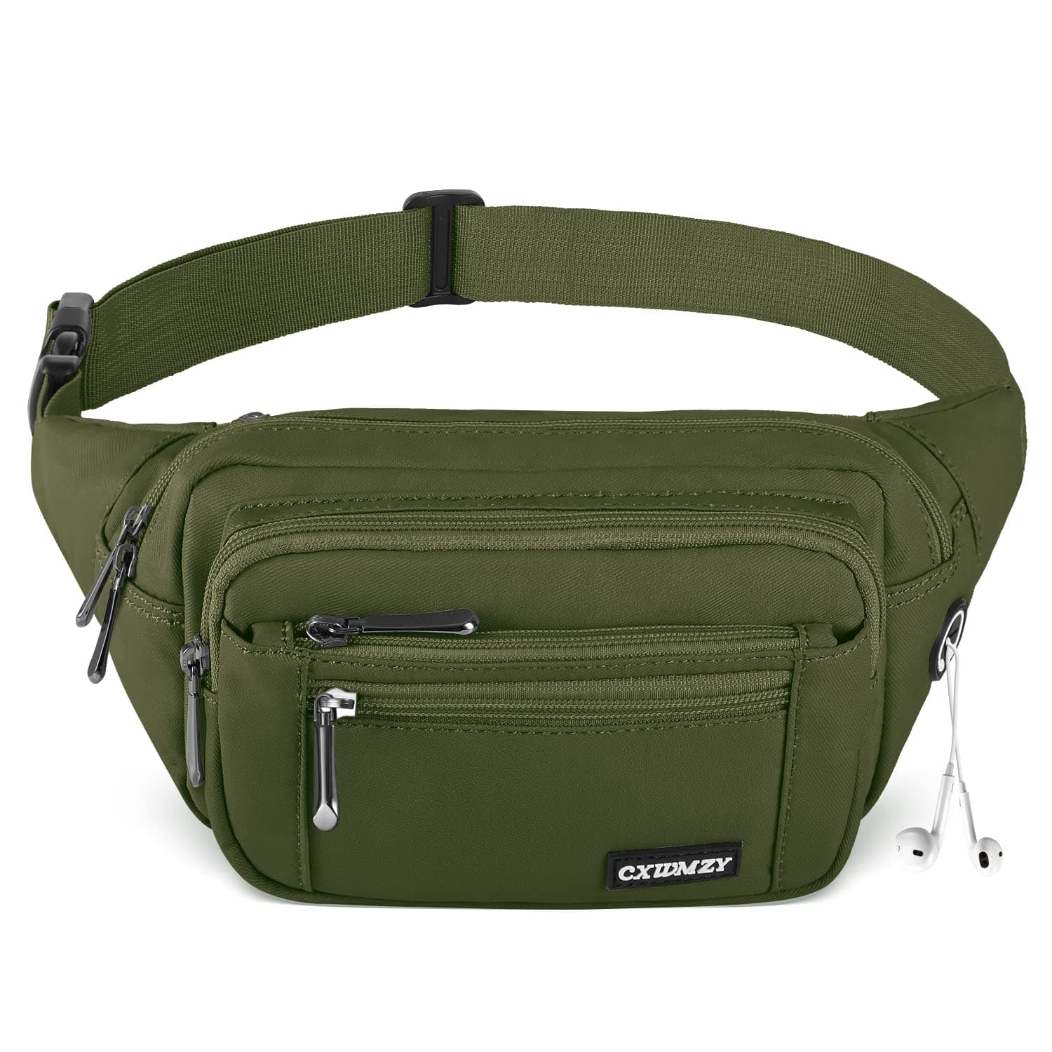 CXWMZY Fanny Packs For Women & Men Waist Pack Hip Bum Bag with Multi-Pockets Large Capacity Waterproof Casual Bum Bag for Disney Traveling Casual Cycling Running Hiking (Army Green)