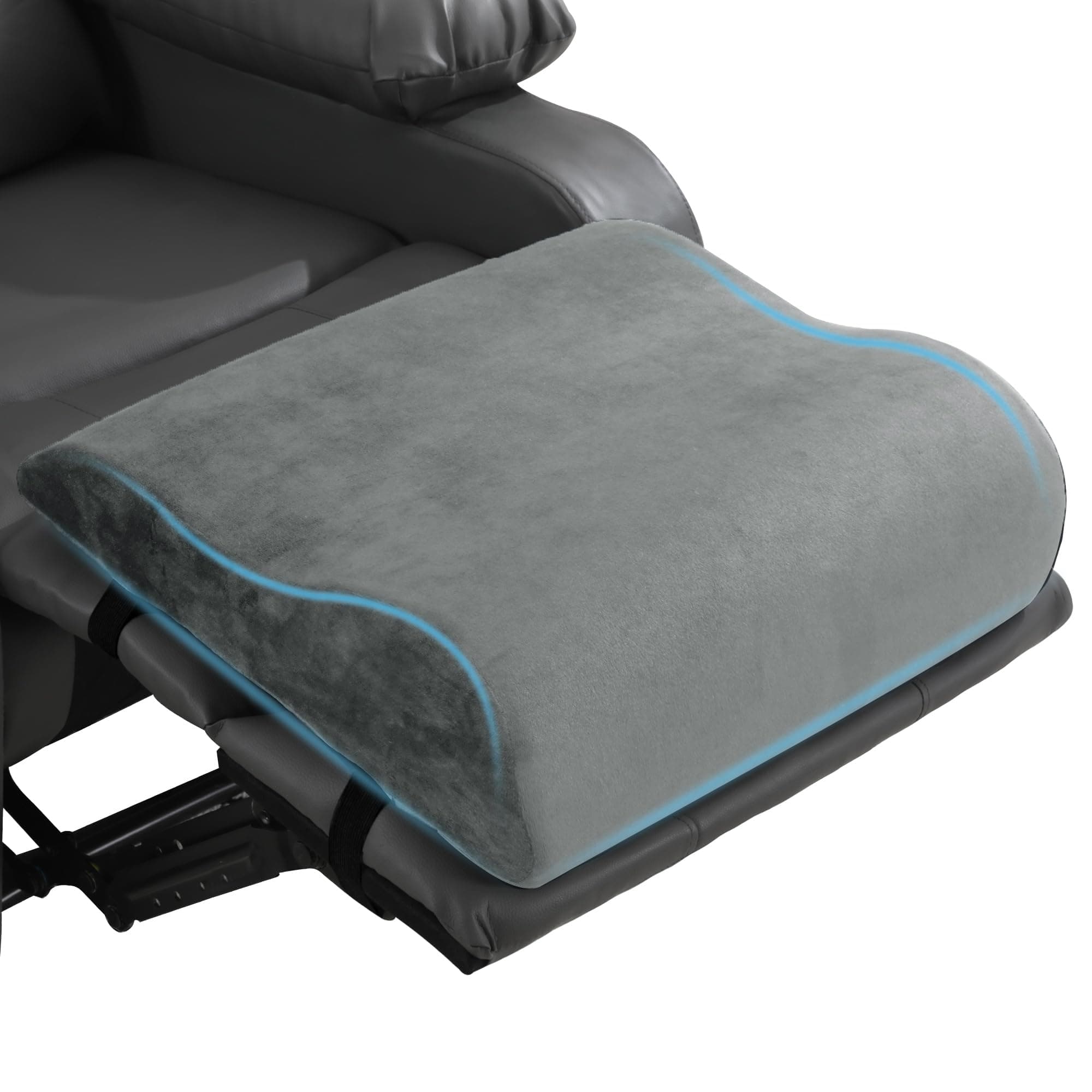 HOMBYS Extra Large Recliner Leg Pillow, Memory Foam Foot Rest Cushion Wave Shape Recliner Footrest Extender, Multi Purpose Back & Lumbar Support Pillow for Recliner, Bed, Sofa Couch, (Light Grey)