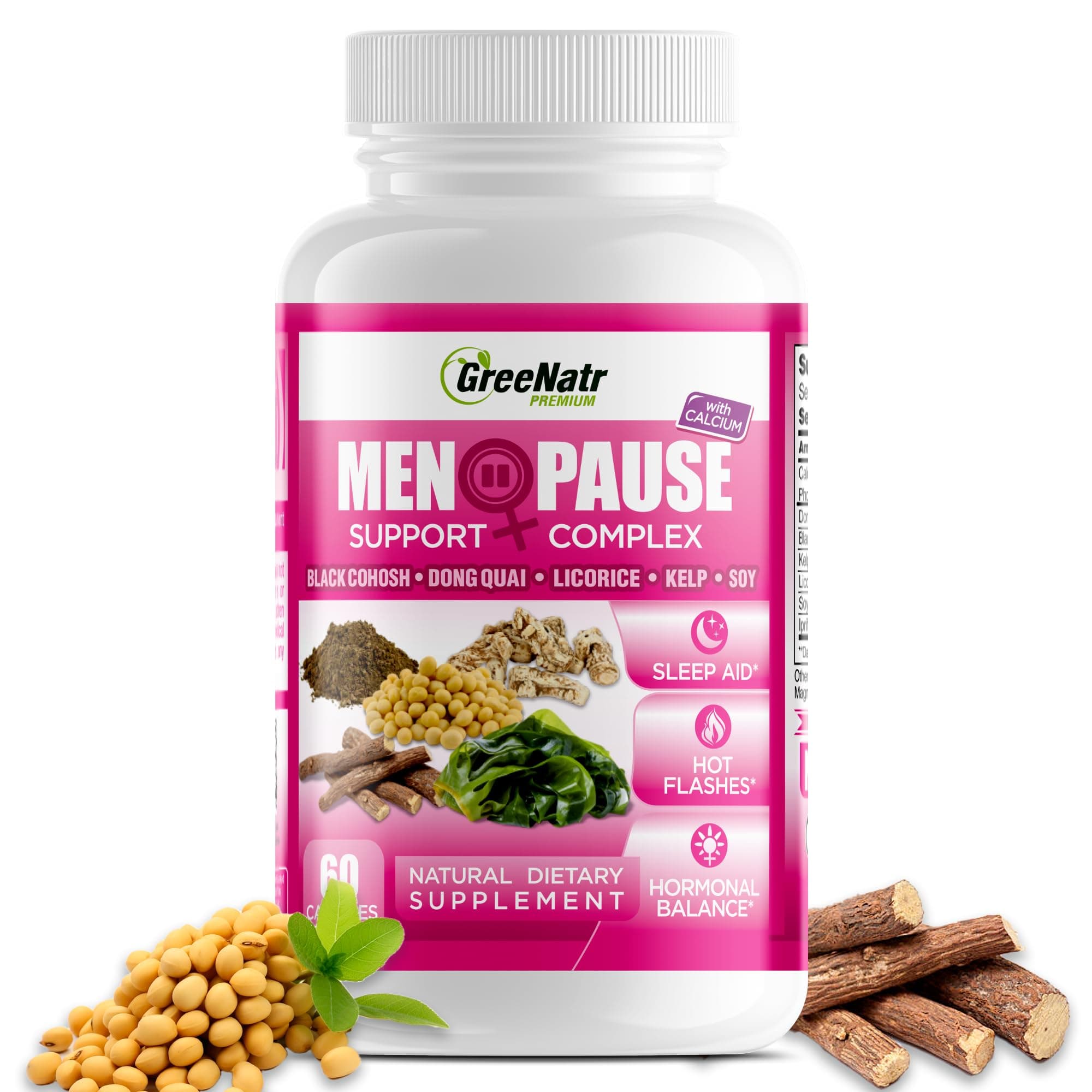 Herbal Menopause Support Complex for Hot Flashes, Night Sweats & Mood Swings Relief. Promotes Balanced Hormone Levels Naturally with Black Cohosh, Dong Quai, Licorice Root & Kelp Leaves, Veggie Caps