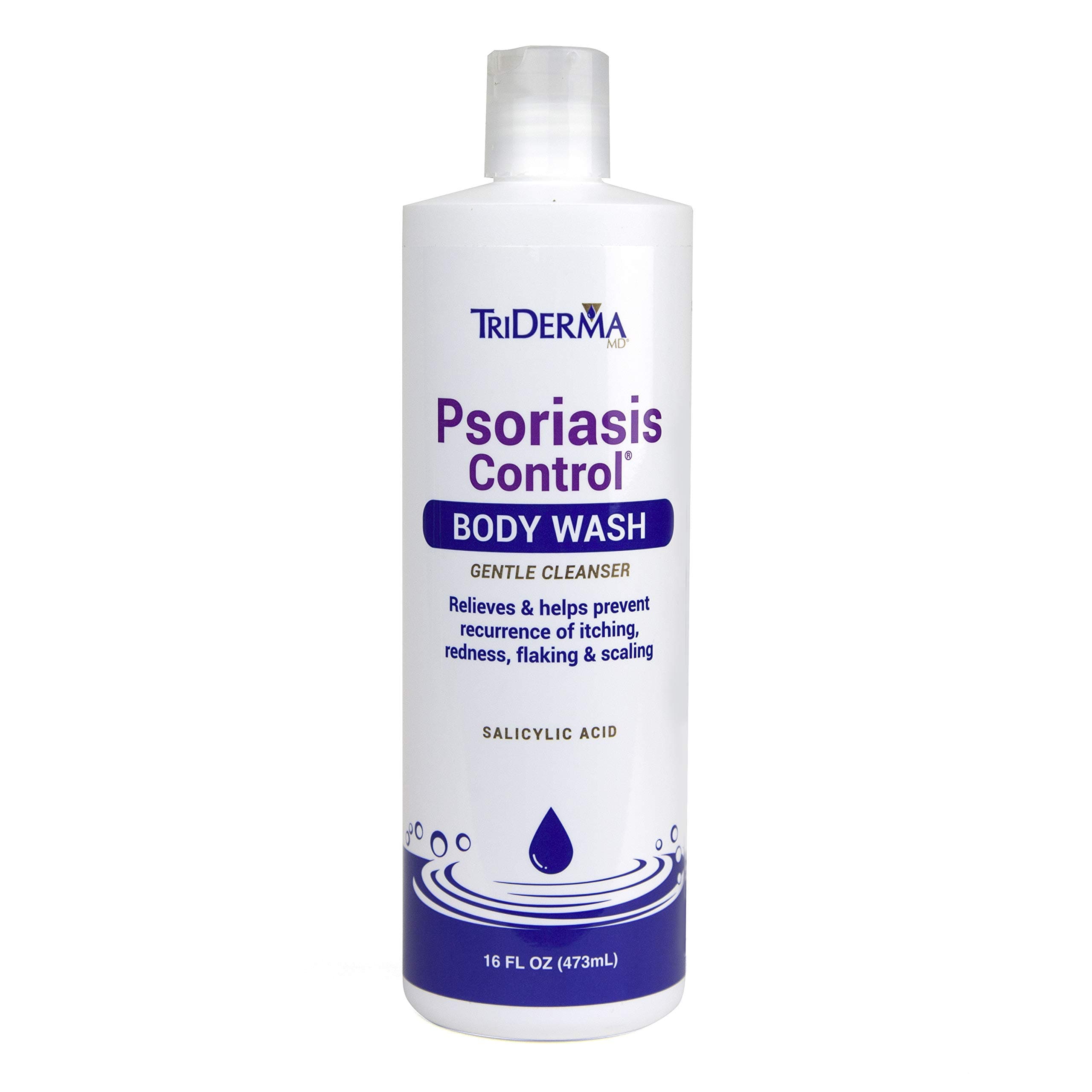 TriDerma Psoriasis Control Body Wash - Gentle 2% Salicylic Acid Cleanser, AP4 Aloe Vera Gel - Psoriasis Treatment Soothes Itching, Redness, Flaking - No Cortisone or Coal Tar - 16 oz