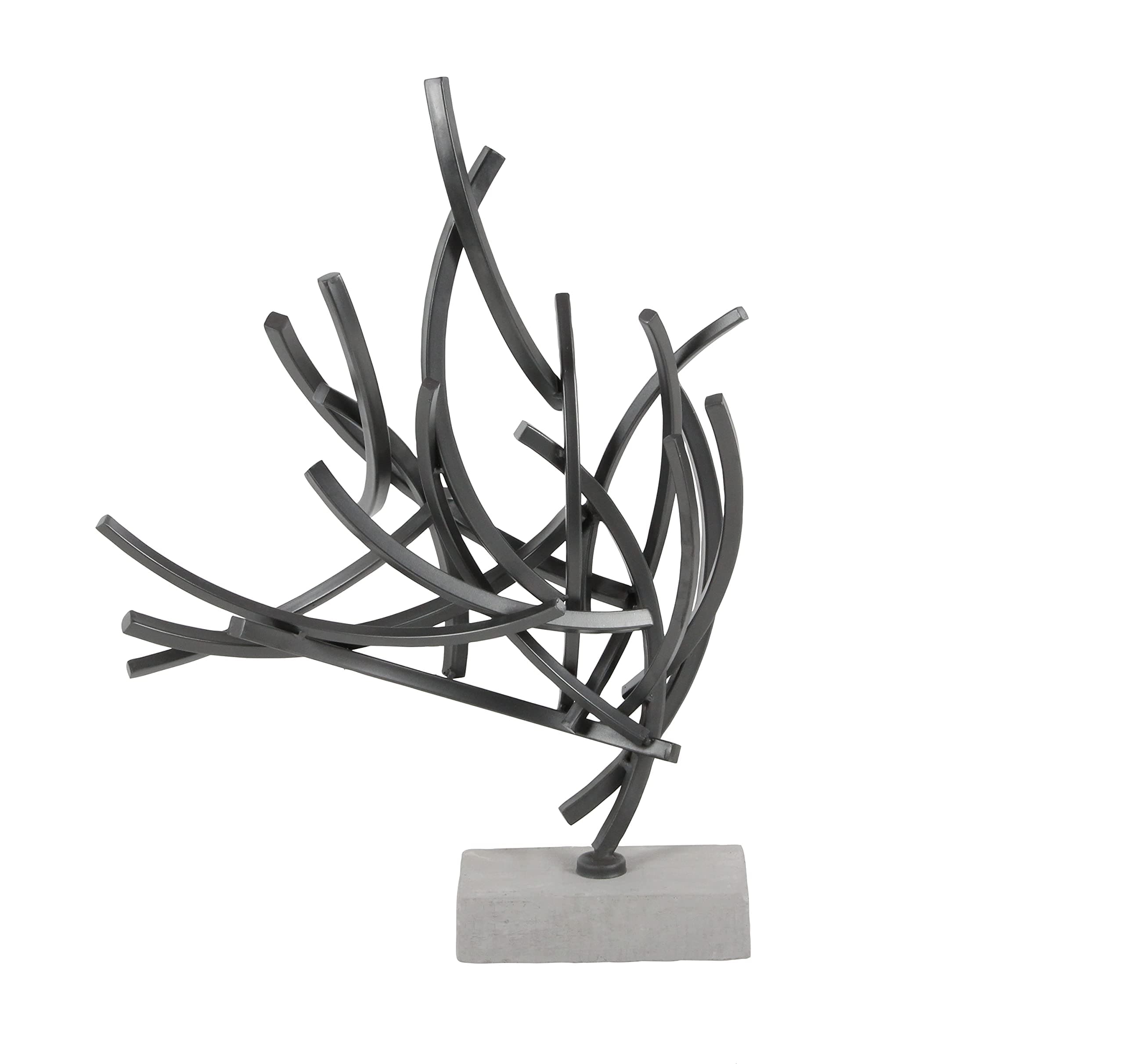 Deco 79 Metal Abstract Decorative Sculpture Home Decor Statue with Marble Base, Accent Figurine 17" x 7" x 24", Gray