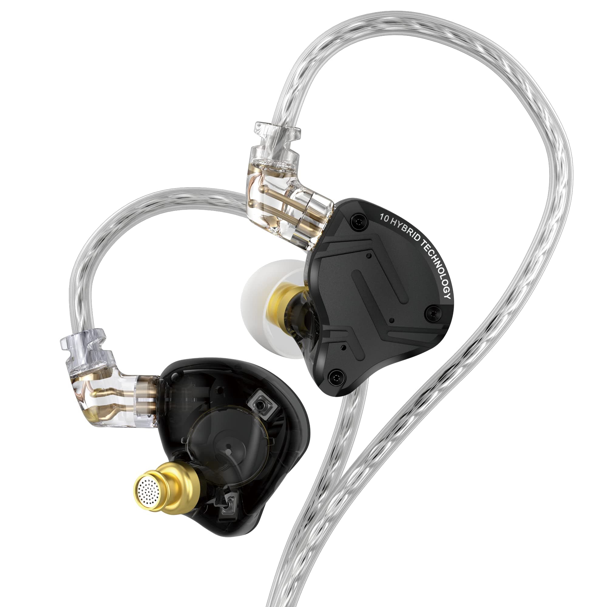 KZ ZS10 Pro X IEM Earphones,in Ear Monitor,HiFi KZ Metal Wired Headphones with 4BA 1DD Hybrid Driver,Wired Earbuds with Detachable 0.75mm 2 pins Cable for Computer Gaming Audiophiles(Dark,No Mic)