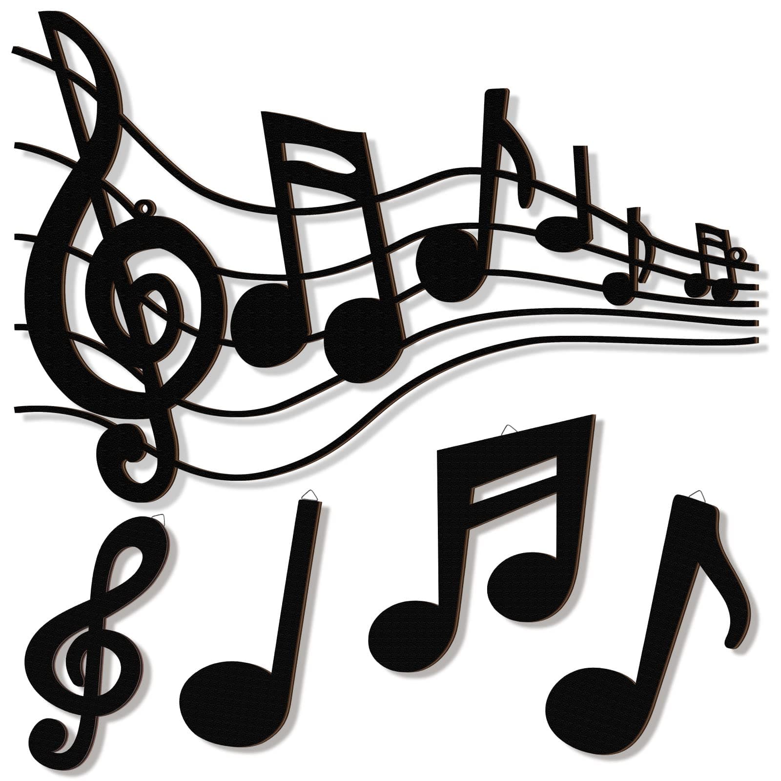 5 Pcs Wooden Music Wall Decor Black Treble Clef Wooden Wall Decor Music Notes Wall Art Room Decor Wood Musical Notes Wall Hanging Music Wall Sign Music Notes Party Decorations for Studio Home Bedroom
