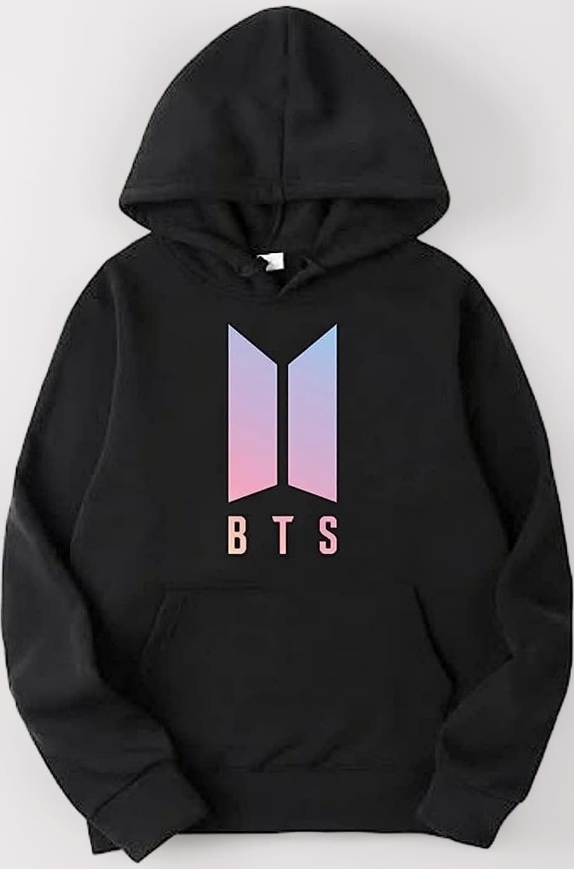 BTS Black Cotton Hooded Hoodie for Girls/Boys/Womens/Kids/Men