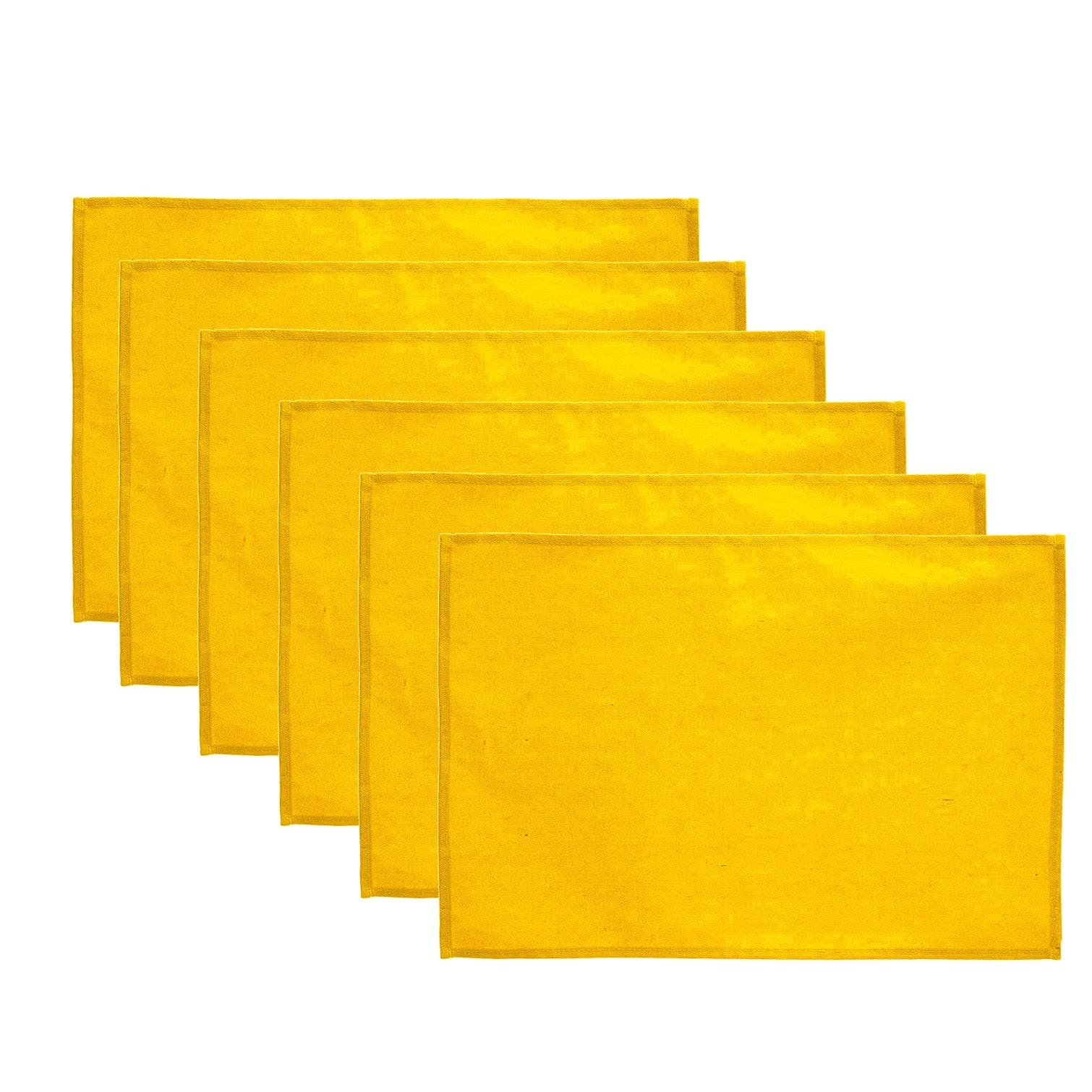 Lify Cotton Canvas Placemats - DIY Table Mats Heat-Resistant Non-Slip Insulation Table Runner for Kitchen Dining Room Table Decoration- Stylish and Durable Table Mat, Set of 6 (Yellow)