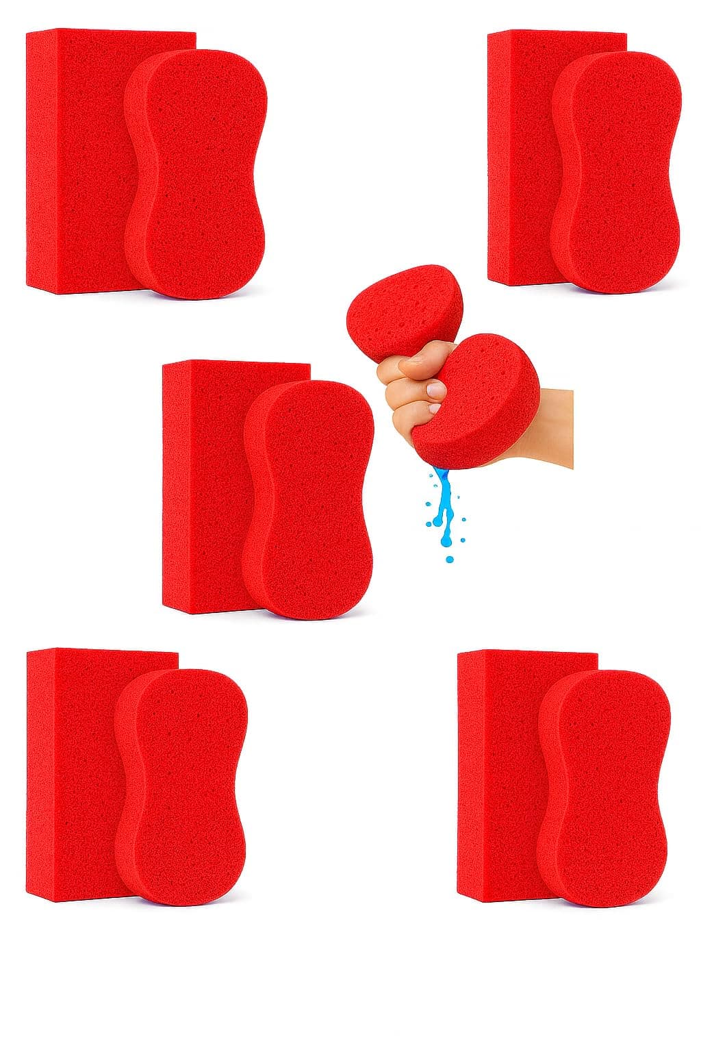 クリーニング用スポンジ - 5個パック - 多目的クリーニングスポンジ、洗車スポンジ、家庭用クリーニングスポンジ、タイルグラウトスポンジ、塗装用スポンジ、洗車用大型スポンジ