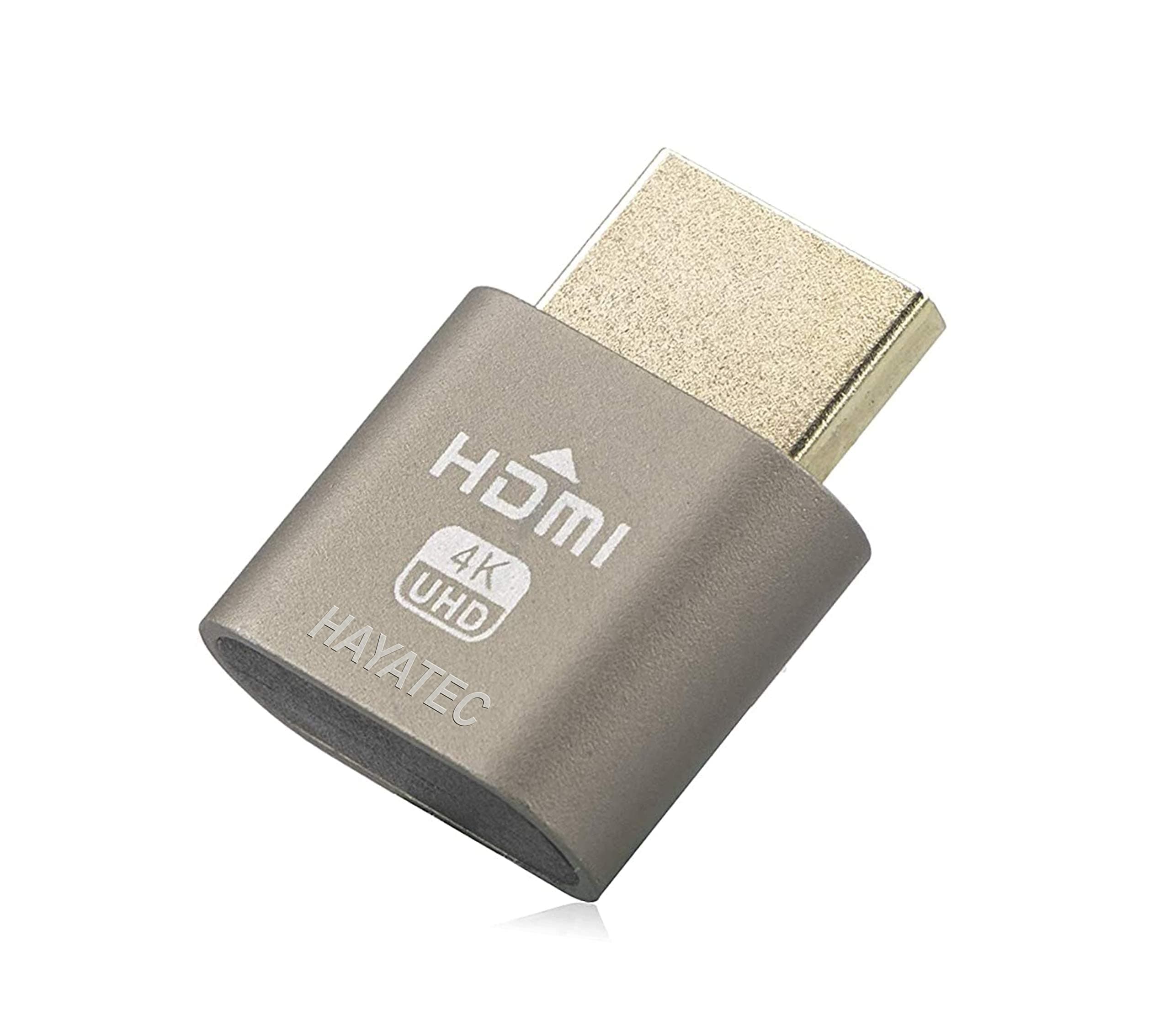 HayatecHDMI dummy plug,Headless Ghost, Display Emulator Crypto Minning HDMI Display Adapter Plug（Fit Headless-1920x1080 New generation@60Hz） (Single)
