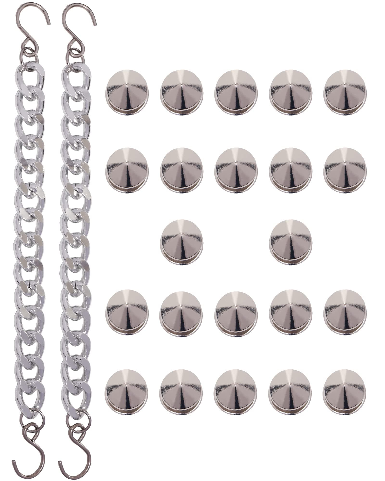 Metal Shoe Chains Punk Rivet Cone Spike Shoe Charms Bling Chain Decoration Sandals for Women Girls Man Party Favors Birthday Gifts Sliver