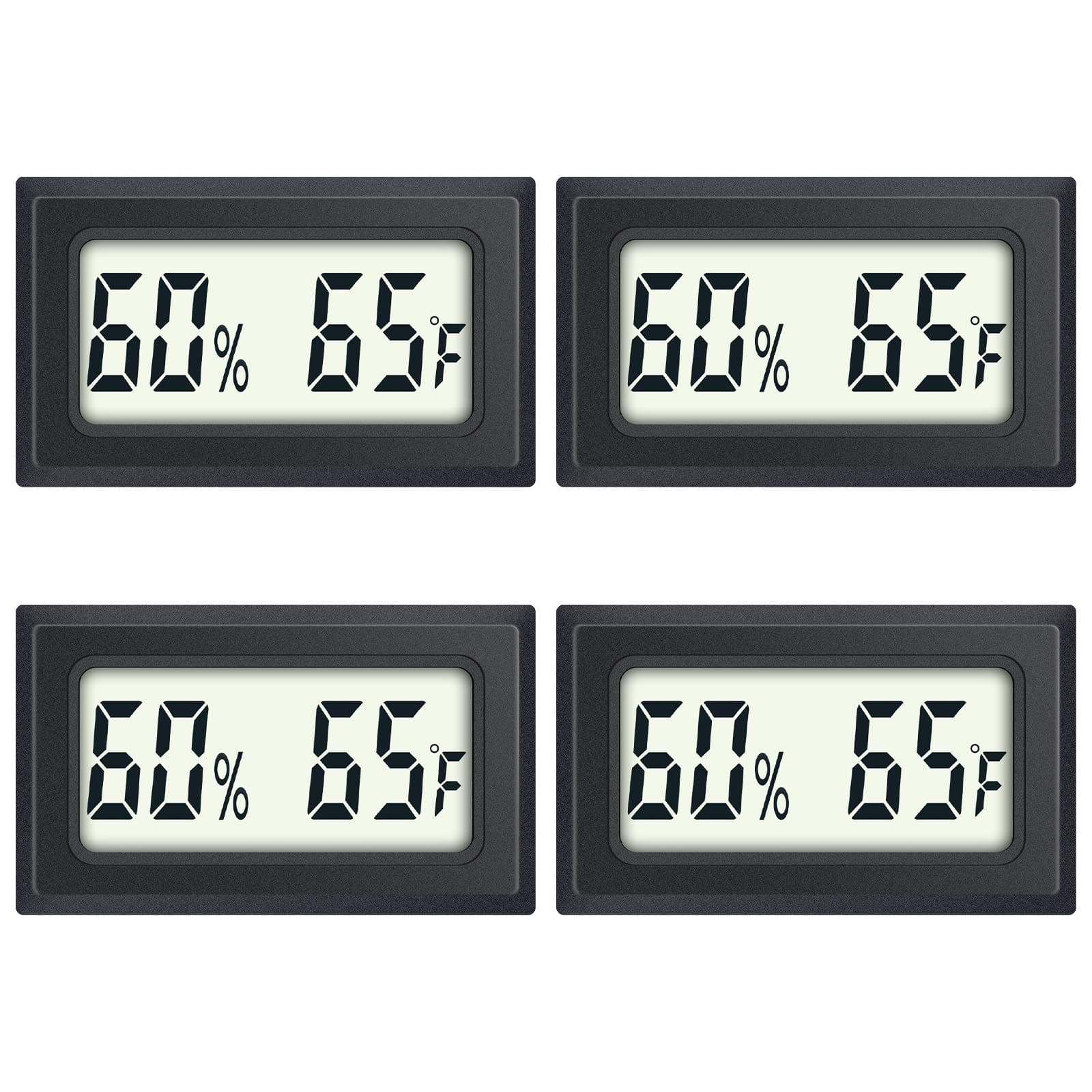 AikTryee 4-Pack Mini Digital Humidity Temperature Meters Gauge Indoor Hygrometer Thermometer Hygrometer wiht LCD Display Fahrenheit (℉) for Humidors Greenhouse Garden Cellar Closet Guitar Case