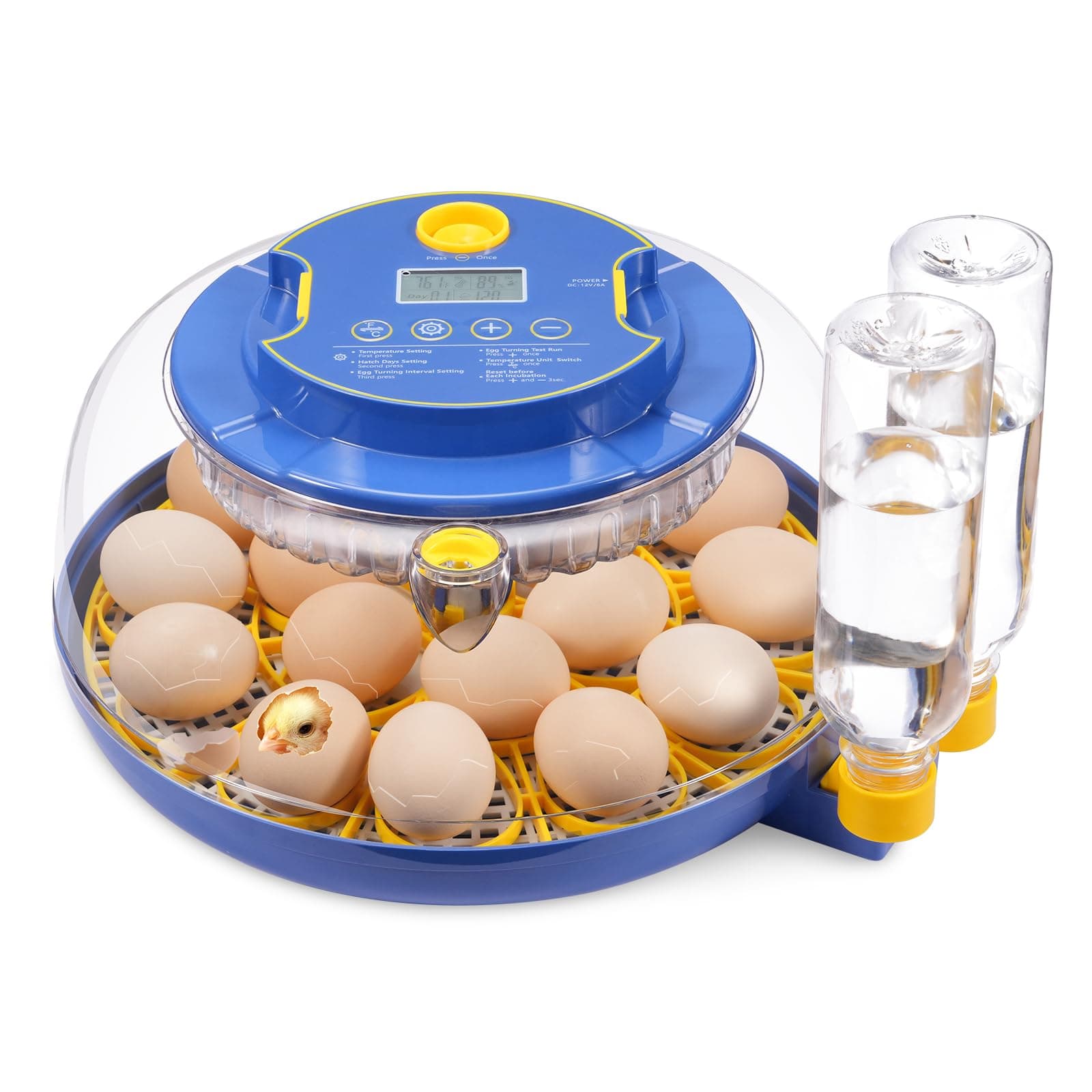 GOORY 18 Egg Incubator with Automatic Temperature & Humidity Control - 360° Observation Window, Digital Display, Auto-Turning - High Hatch Rate for Chicken Ducks Quail Birds