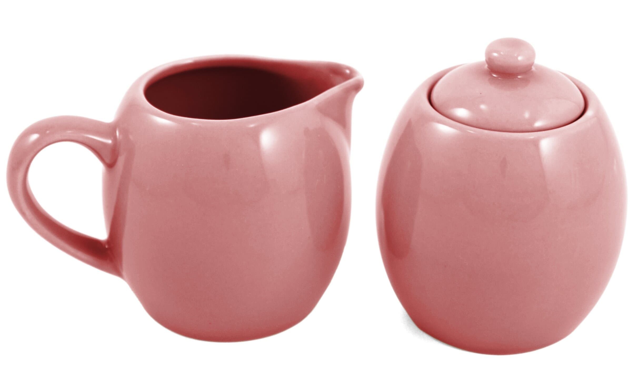 Pink Rose Ceramic Creamer & Sugar Service Set